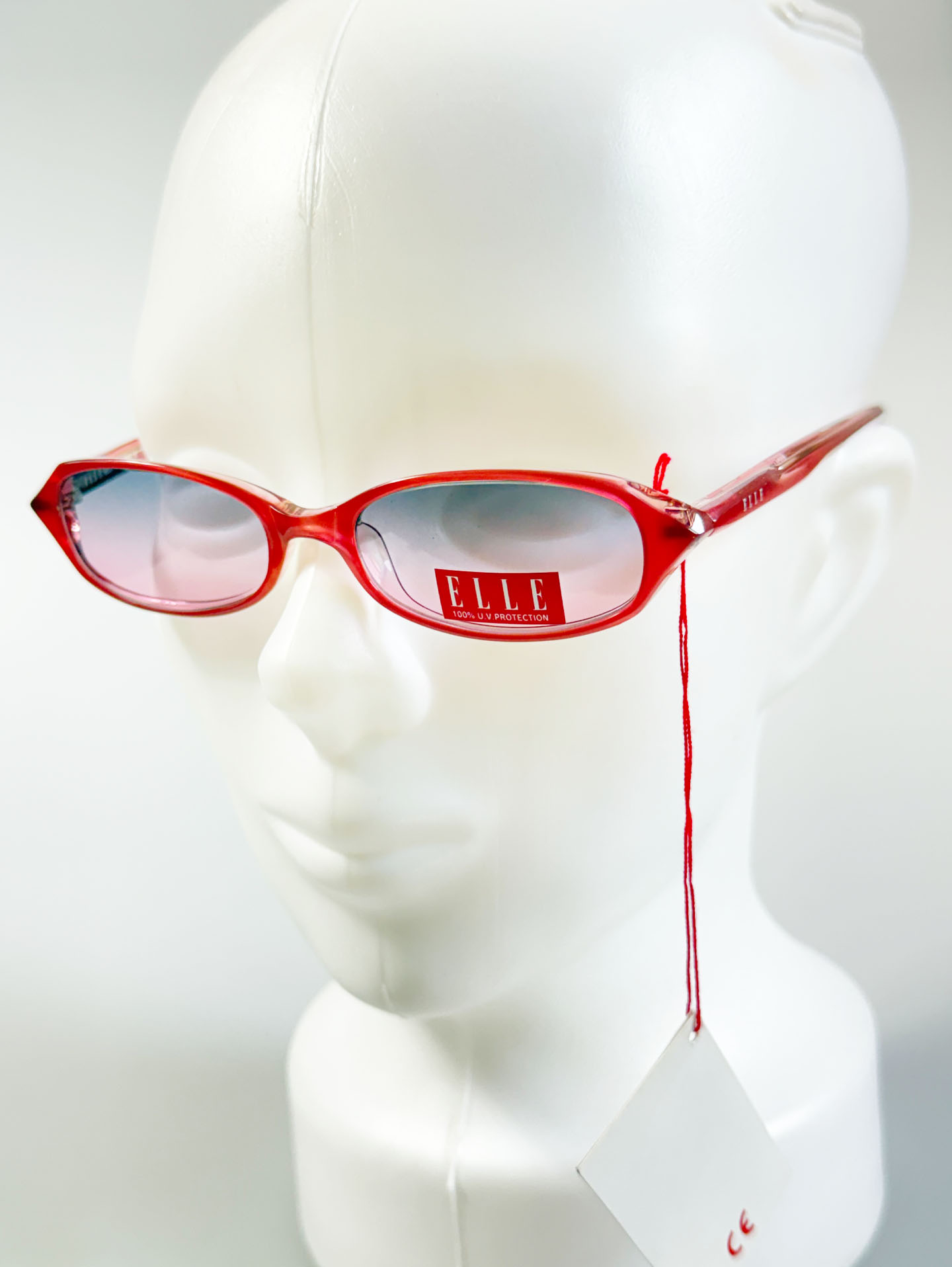 ELLE Paris Pink Translucent Slim Oval Frame Tint Sunglasses