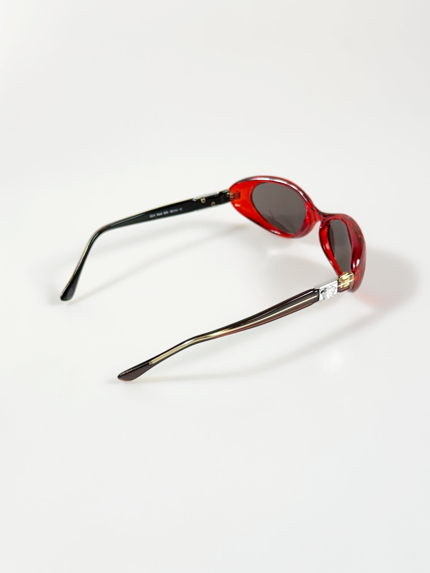 90's ONE LAST KISS Red Oval Wrap Acetate Sunglasses