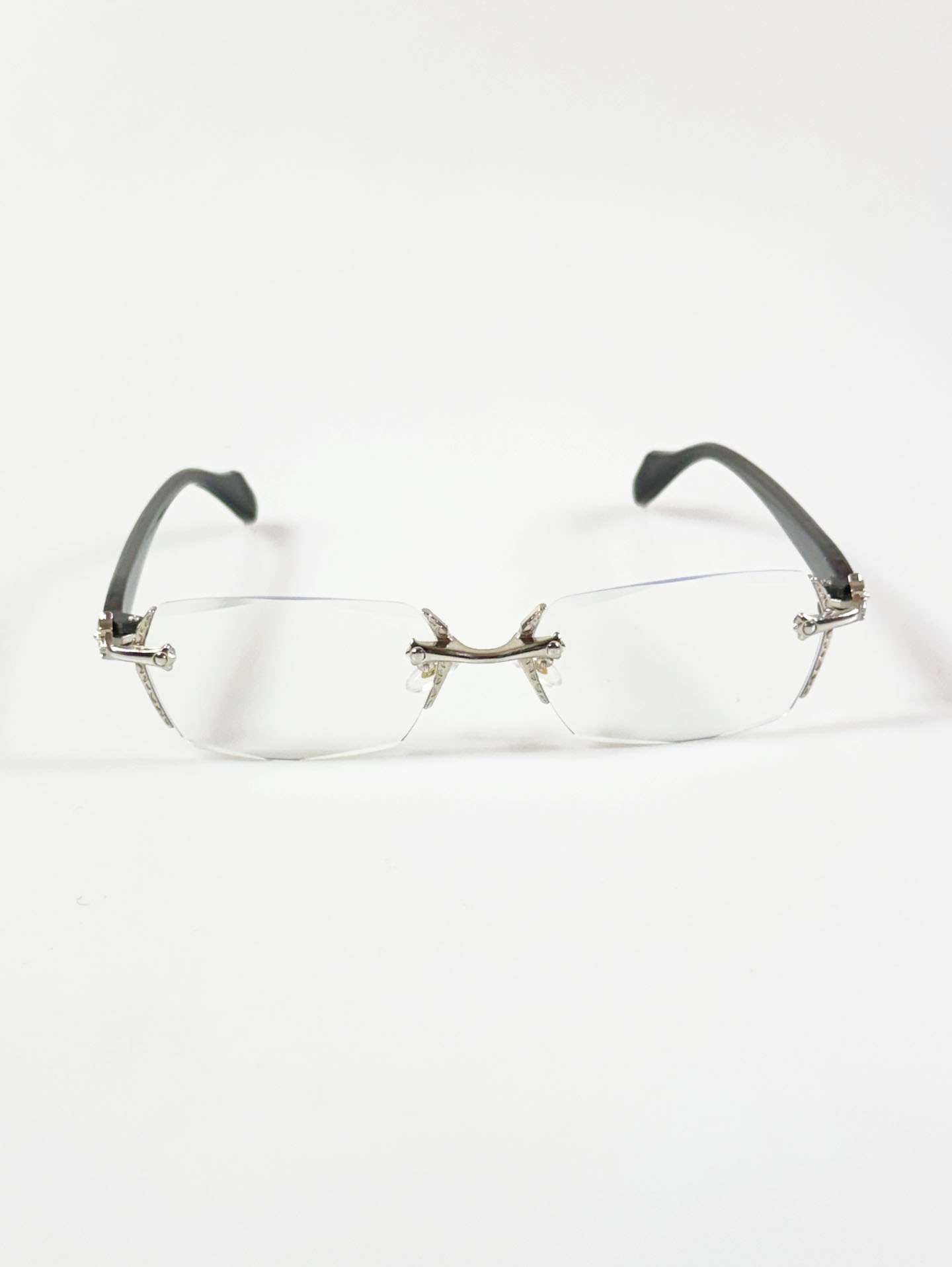Rimless Slim Square Metal Frame Glasses
