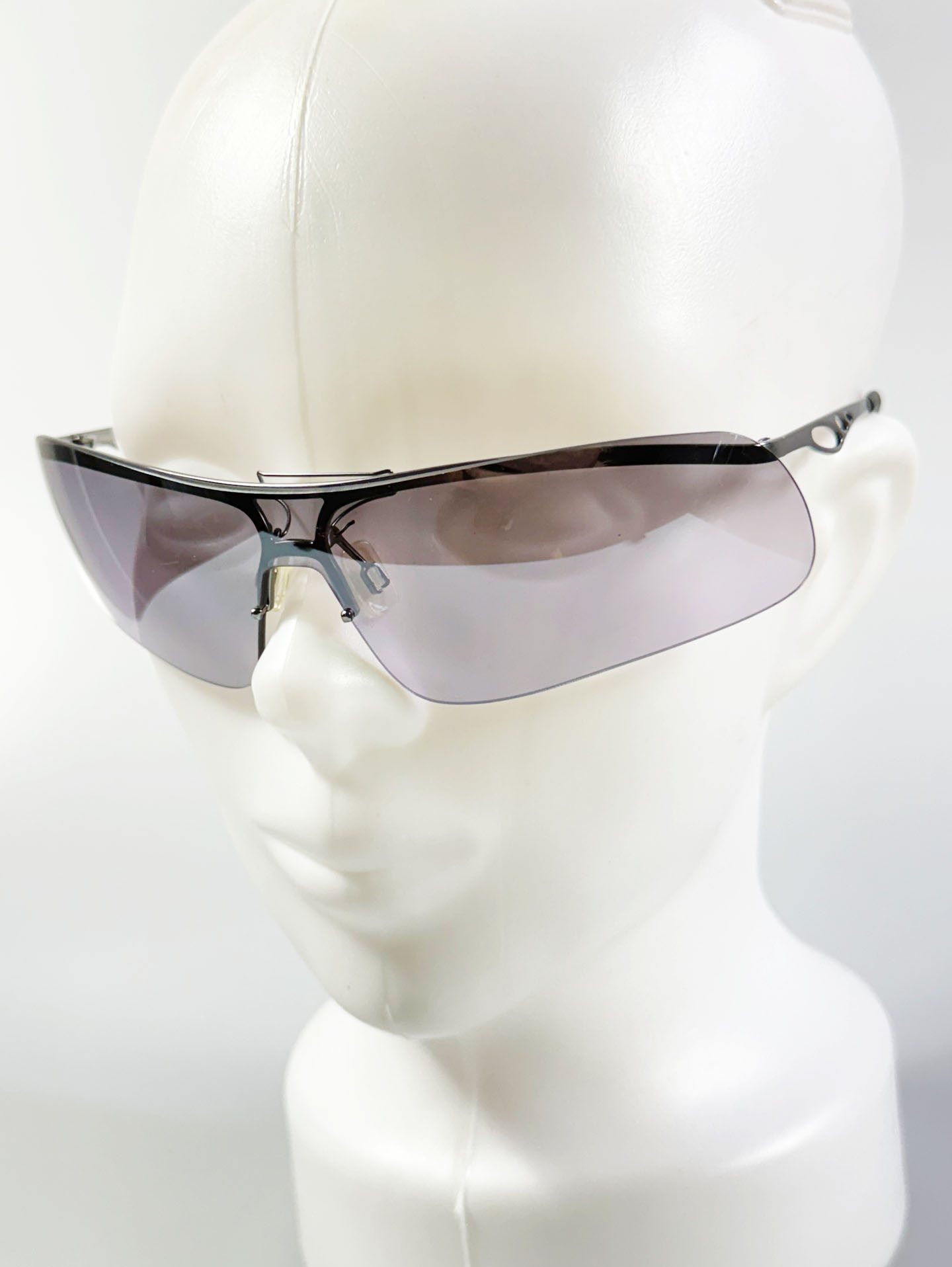 Rimless Shield Goggle Wraparound Metal Sunglasses