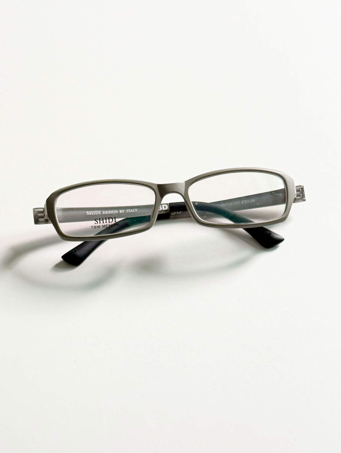 SHIDI Grey Square Combination Frame Glasses