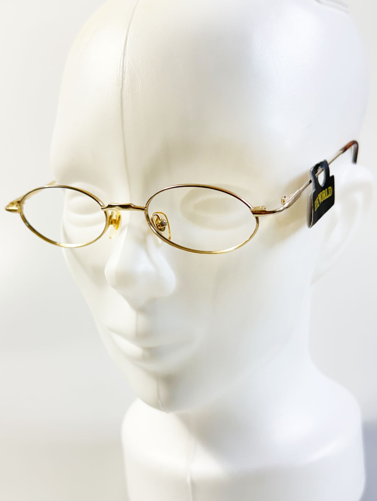 90's EYE WORLD Gold Slim Oval Metal Frame Glasses