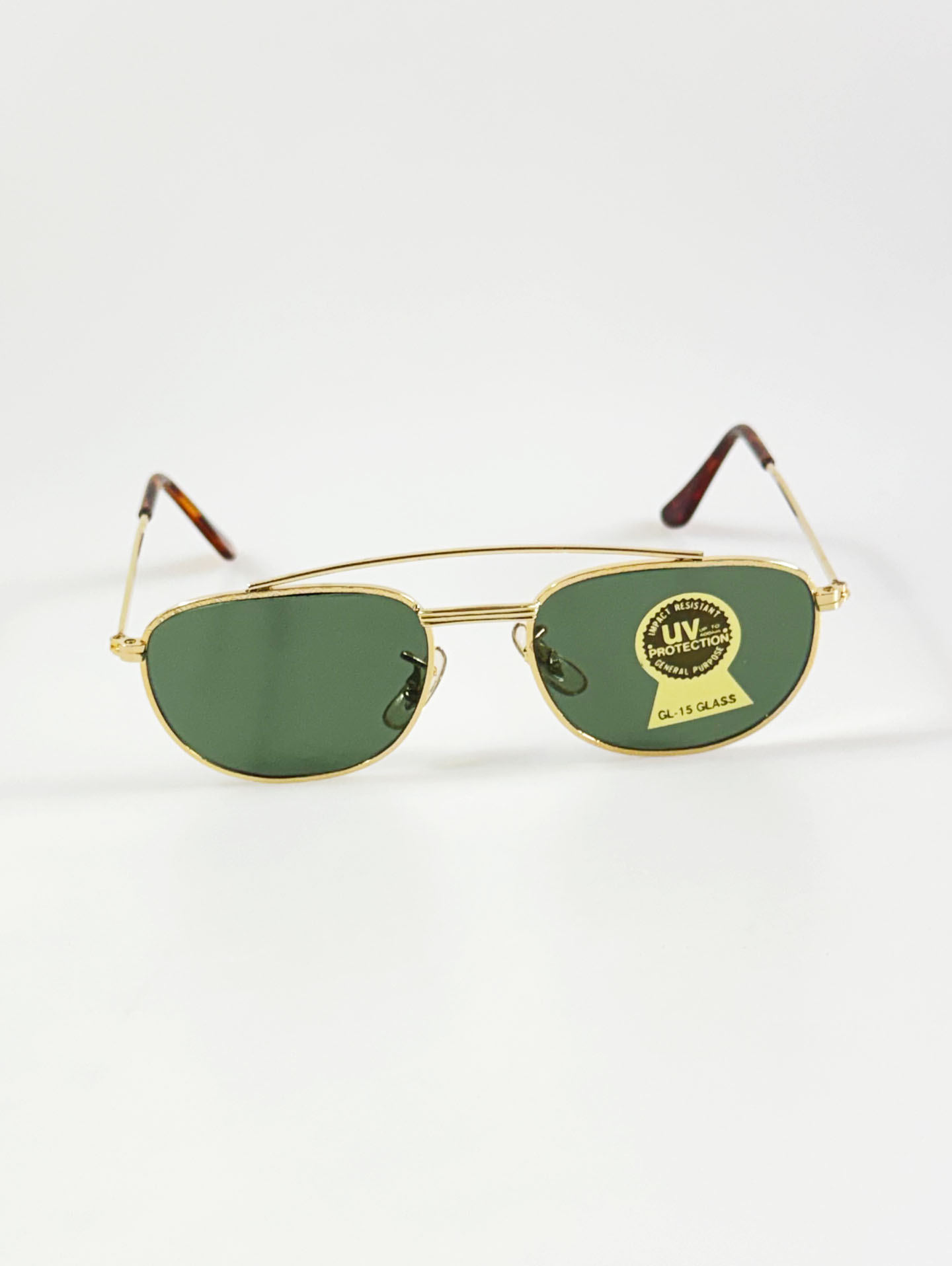 90’s Double Bridge Gold Metal Square Sunglasses