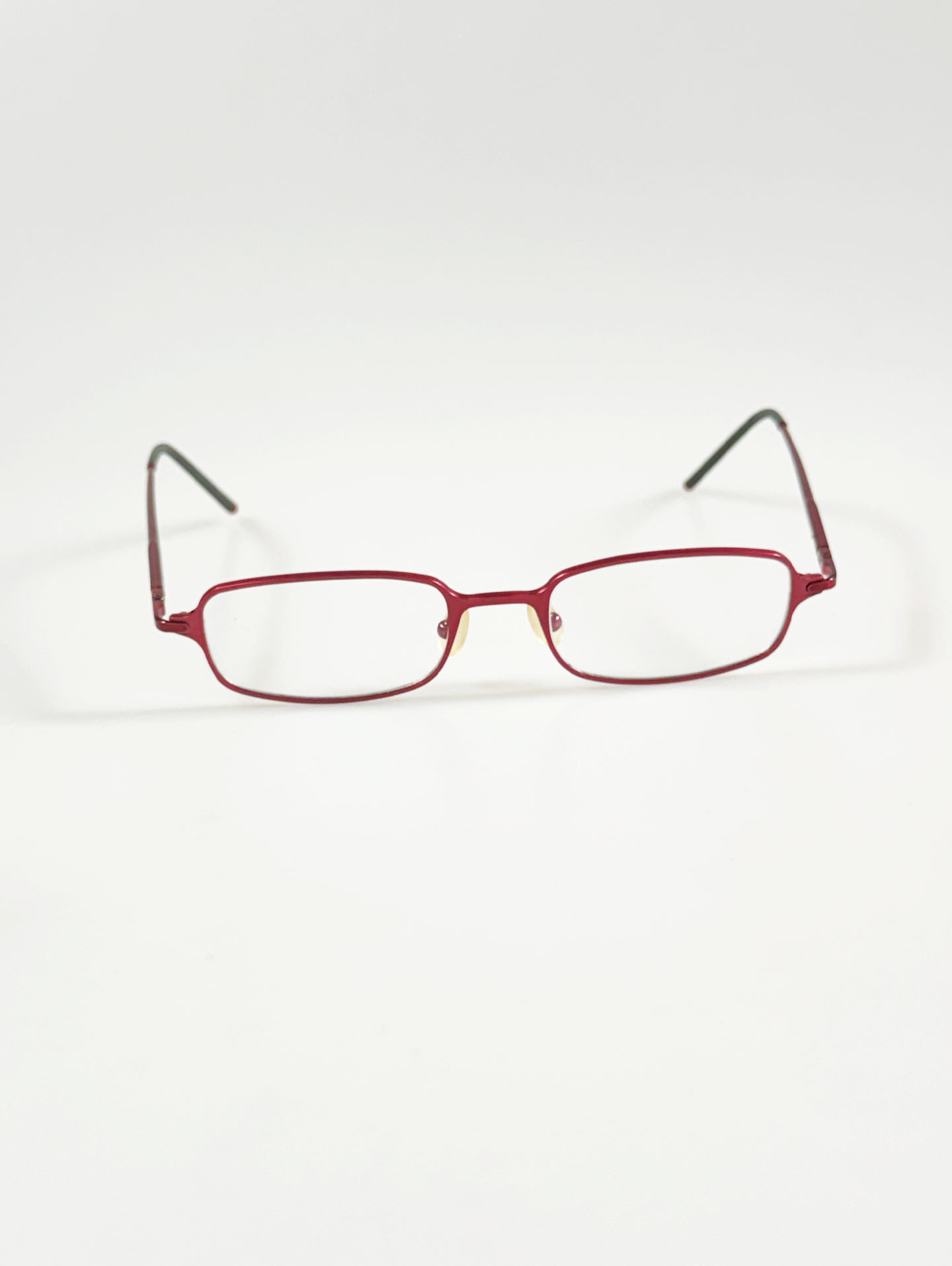 Cherry Pink Slim Square Metal Glasses