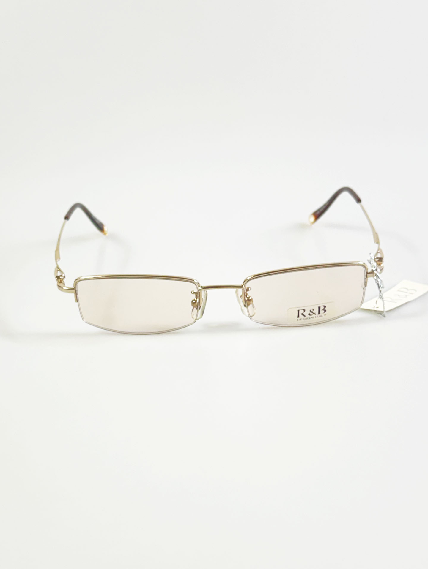 R&B Eyewear Gold Half-Rim Square Metal Tinted Glasses
