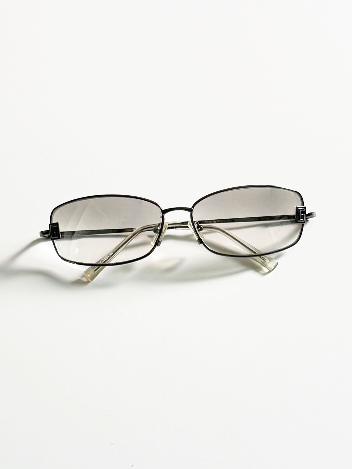 Gunmetal Slim Square Metal Smoke Gradient Tint Sunglasses
