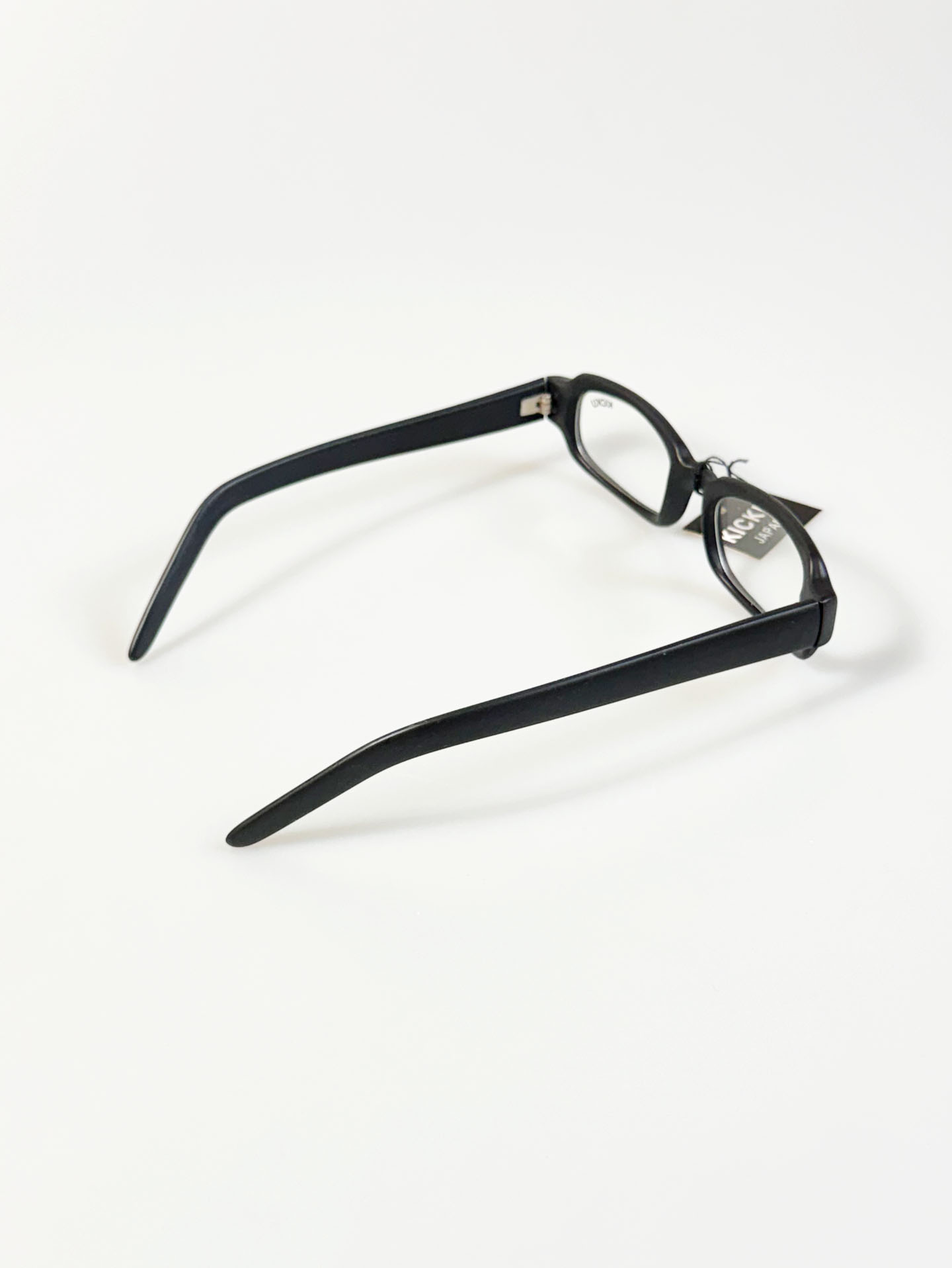 90's KICKU JAPAN Matte Black Square Horn-Rim Glasses