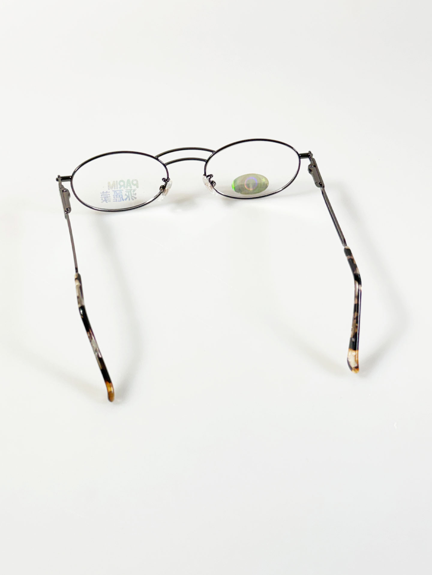 90's PARIM Gunmetal Double Bridge Slim Oval Metal Frame Glasses