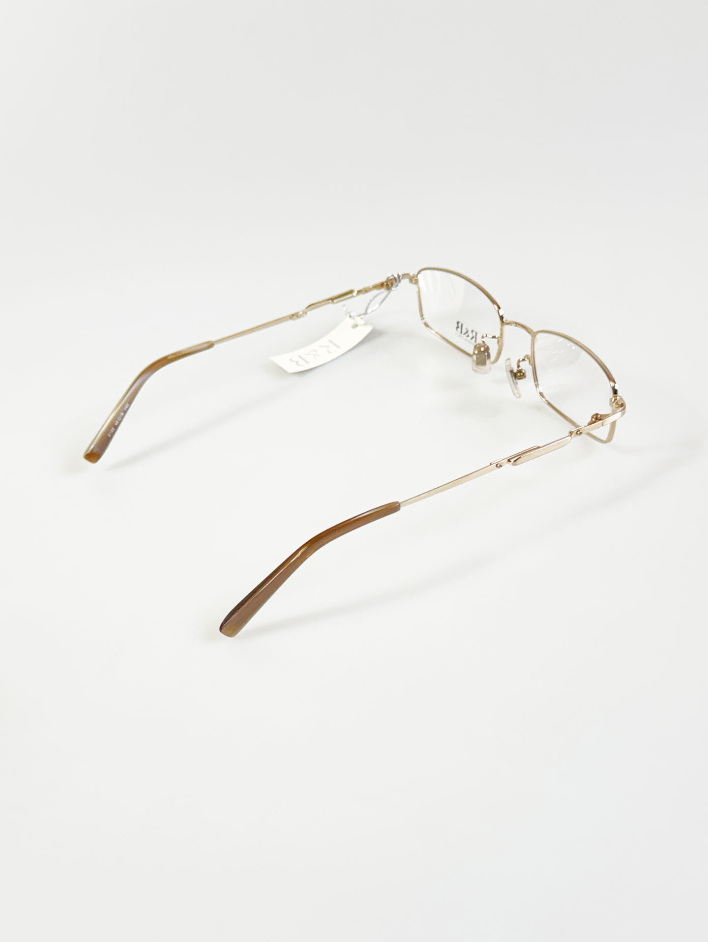 R&B Eyewear Gold Slim Square Metal Glasses