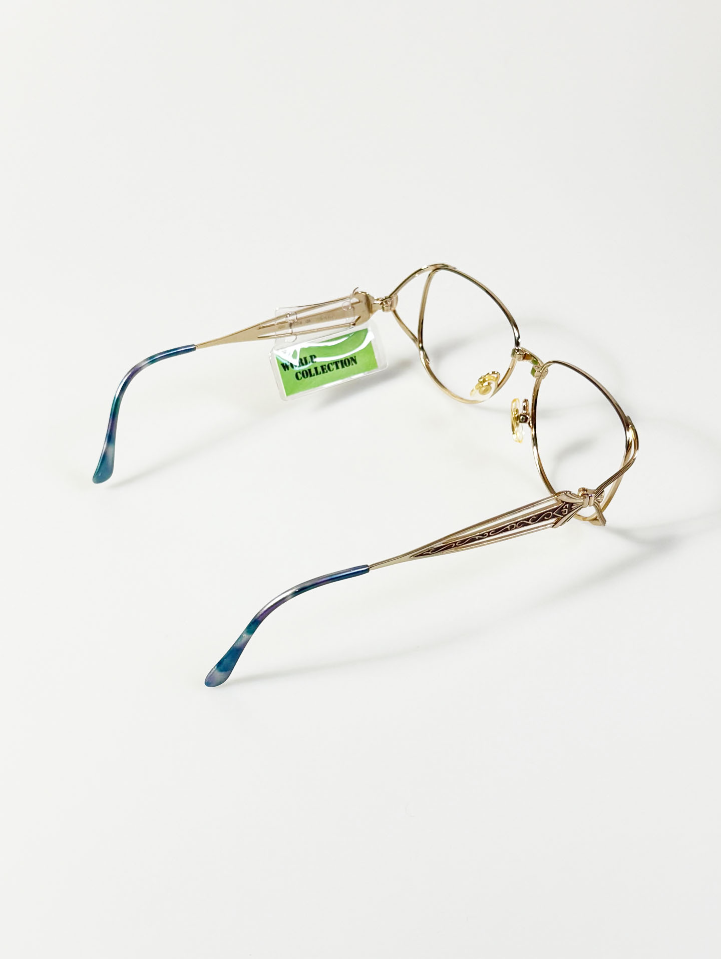 WORLD COLLECTION Gold Metal Slim Square Frame Glasses