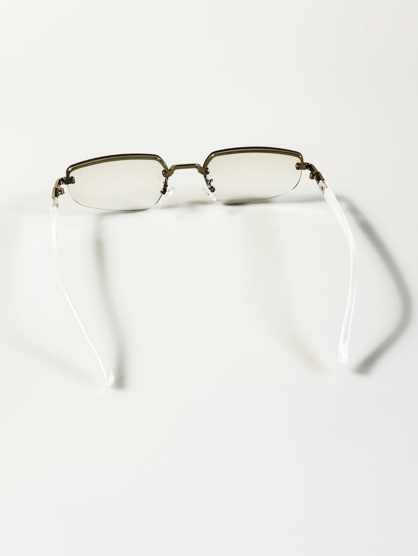 Rimless Square Metal Frame Clear Tint Sunglasses