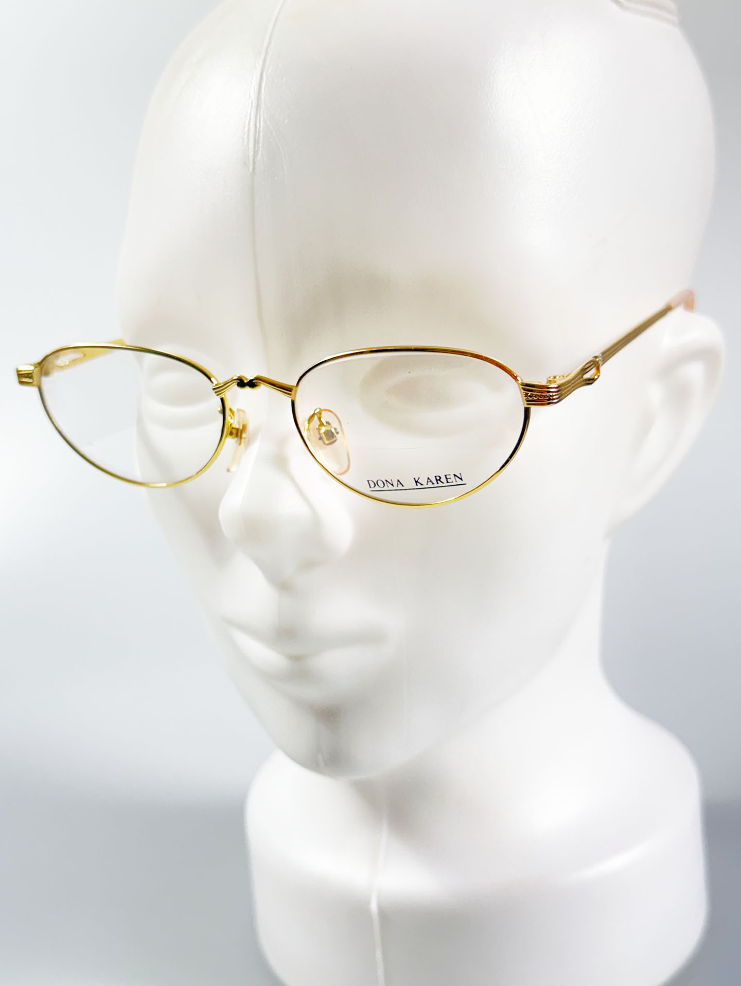 90's DONA KAREN Gold Slim Oval Metal Frame Glasses