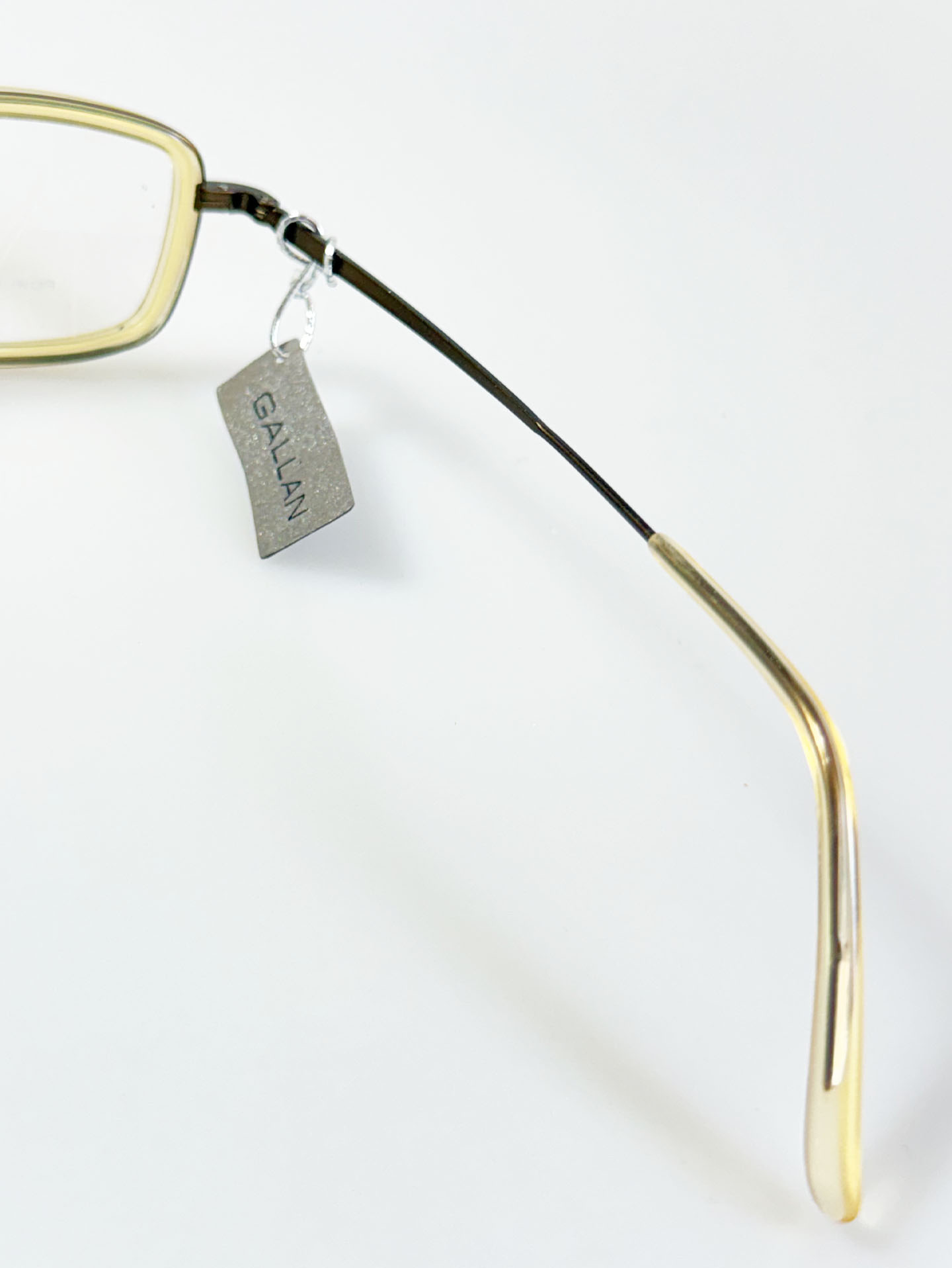 GALLAN Brown Titanium Square Combination Frame Glasses
