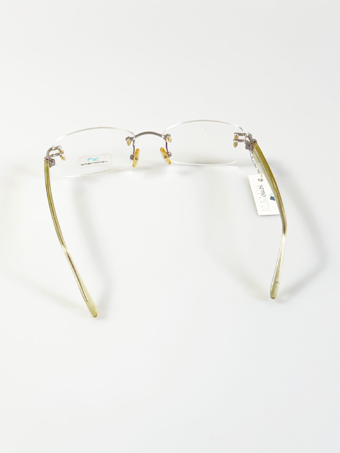 SEMONEMO Silver Rimless Square Metal Glasses