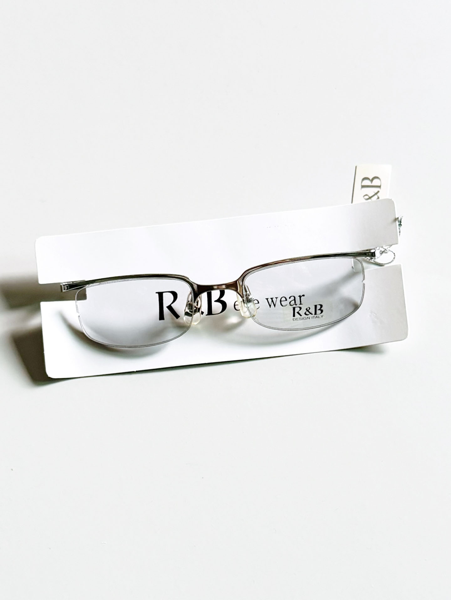 R&B Eywear Silver Semi-Rimless Square Metal Frame Glasses