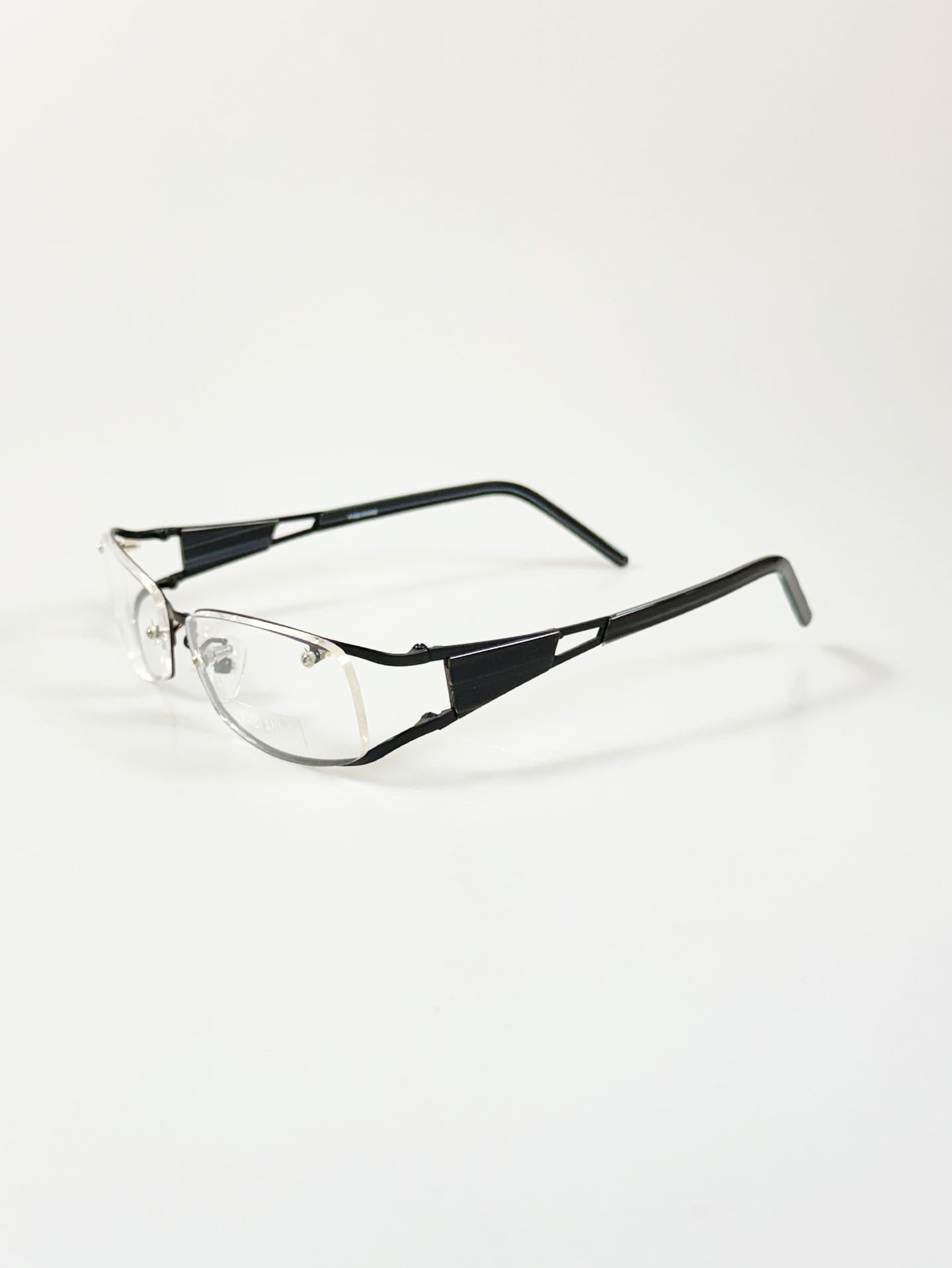 FABI ANNE Black Geometric Slim Square Metal Frame Glasses