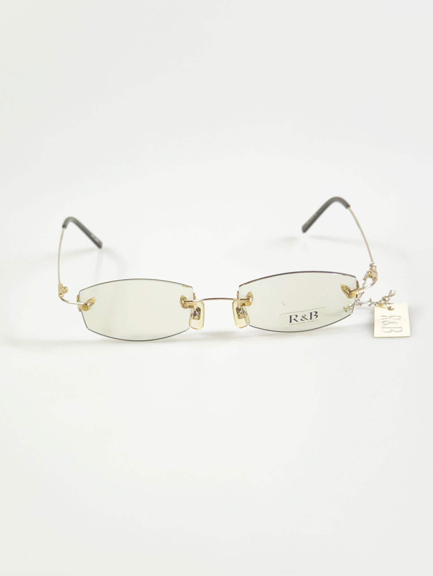 R&B Eyewear Gold Rimless Square Metal Tinted Glasses