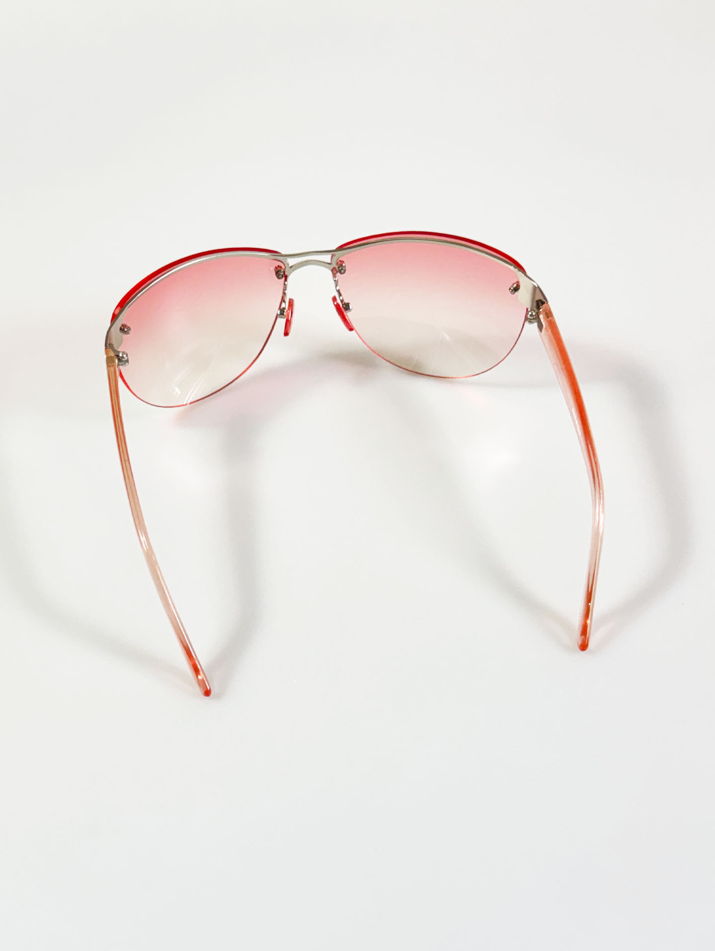 Rimless Shield Square Pink Gradient Tinted Sunglasses
