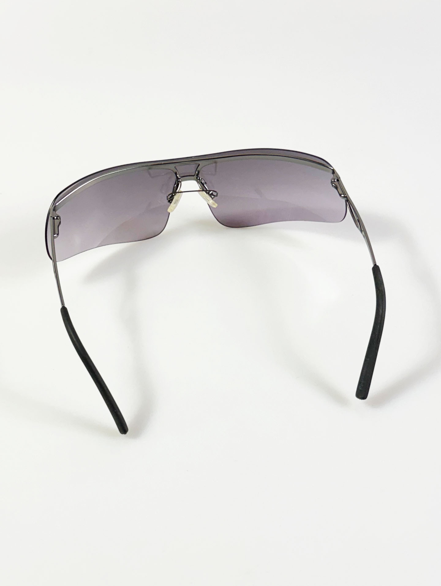 Rimless Shield Goggle Wraparound Metal Sunglasses