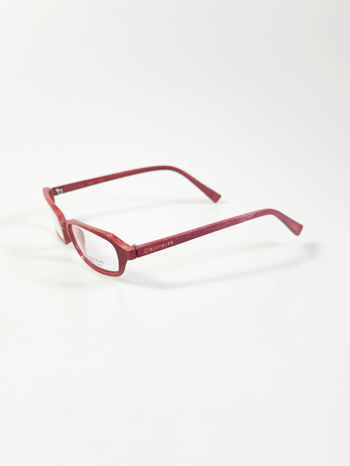 CRAYON EYES Pink Wood Slim Rectangle Frame Glasses (made in Japan)