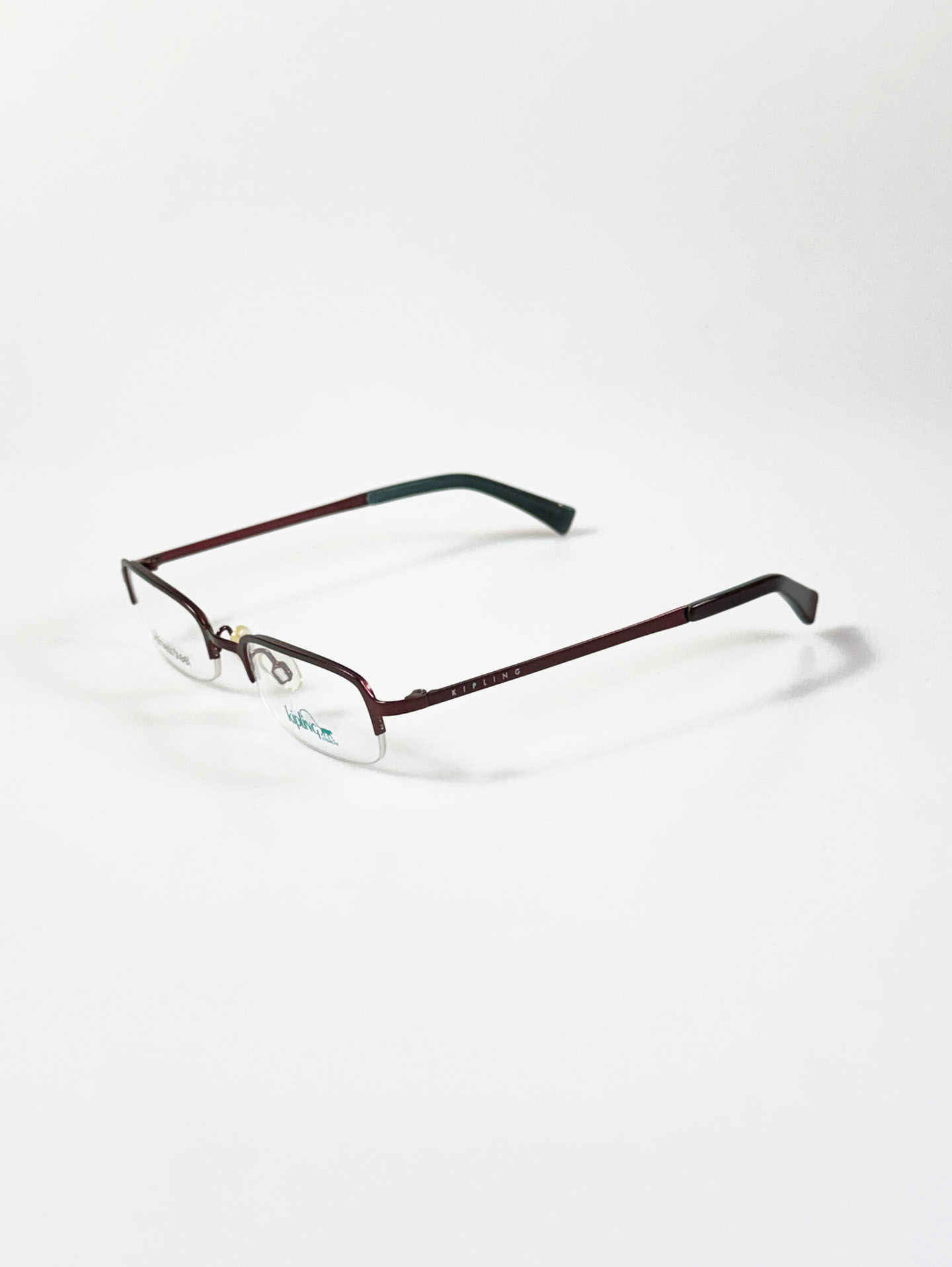 Kipling Deep Brown Square Semi-Rimless Metal Frame Glasses