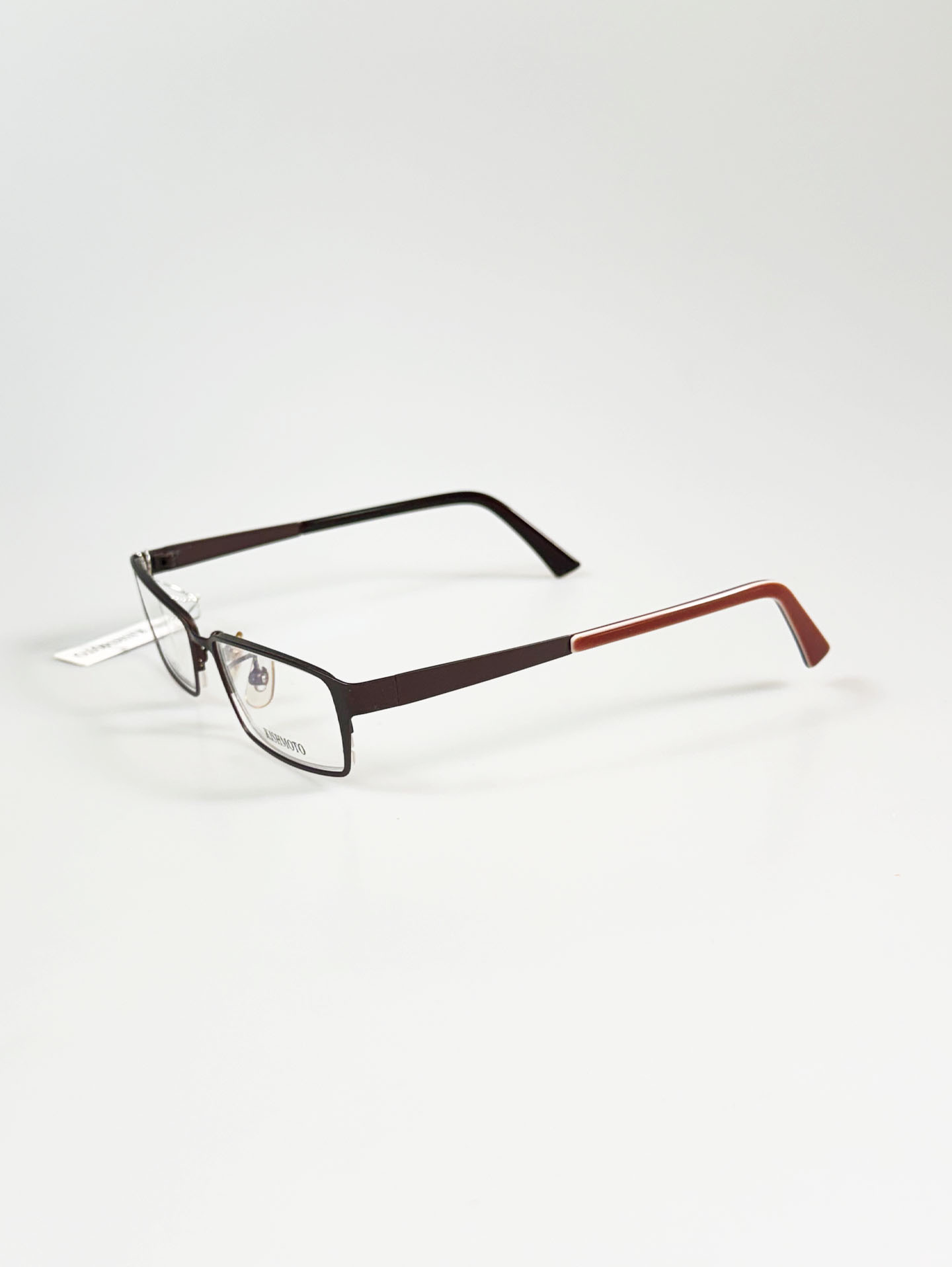KISHMOTO Japan Dark Brown Slim Square Metal Frame Glasses