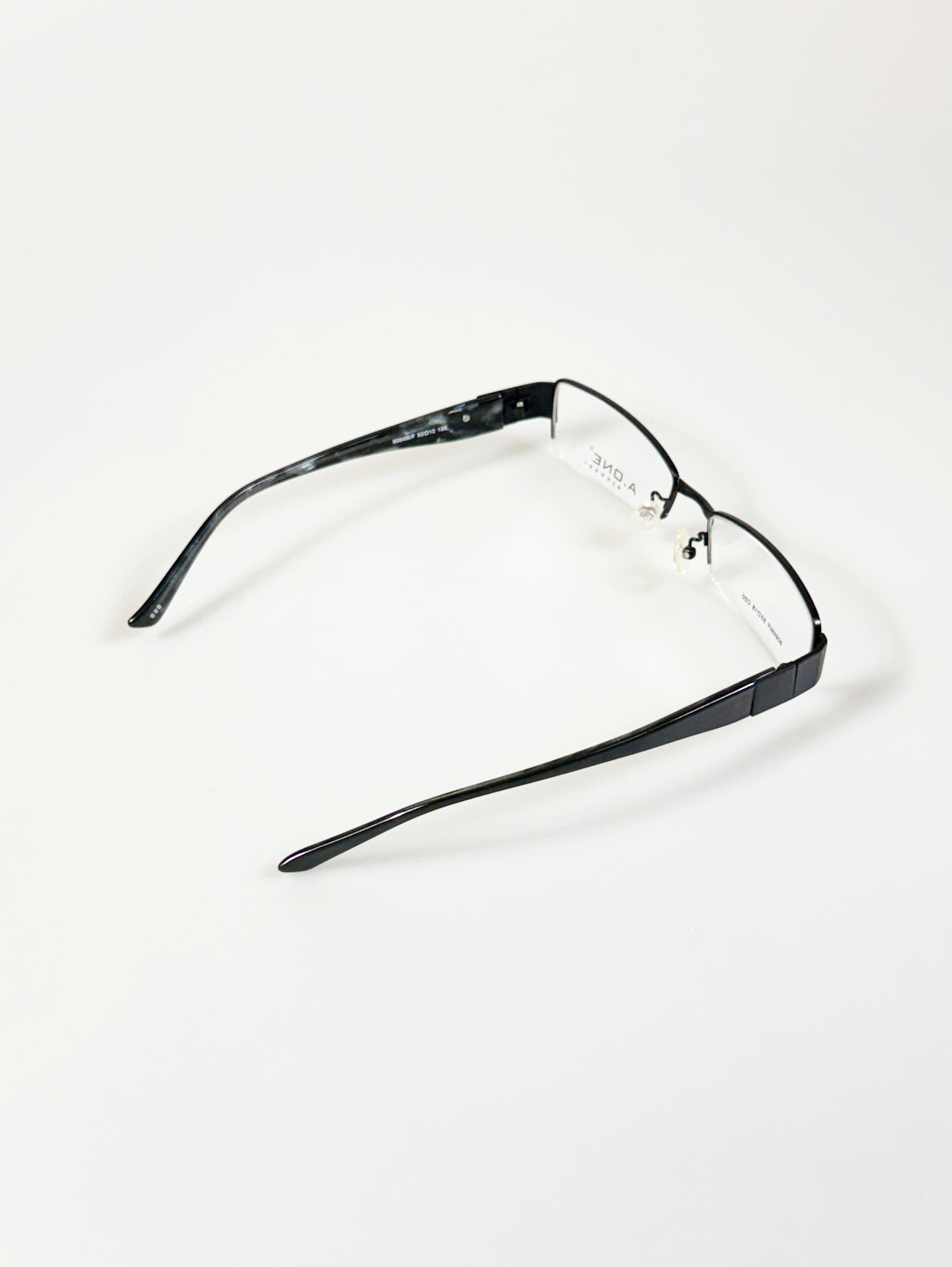 A.ONE Square Half-Rim Black Metal Frame Glasses