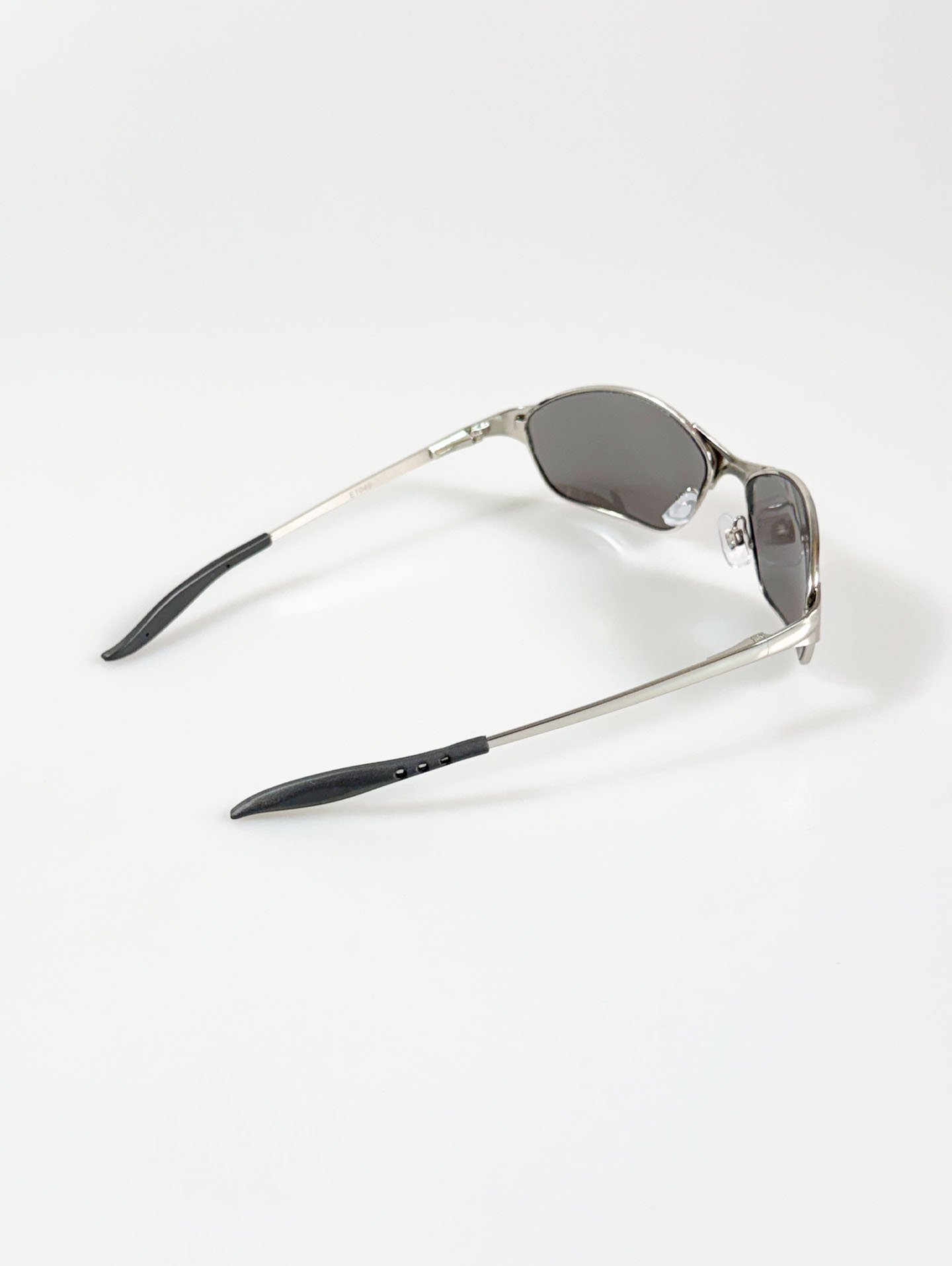 Silver Wraparound Square Metal Mirrored Sunglasses