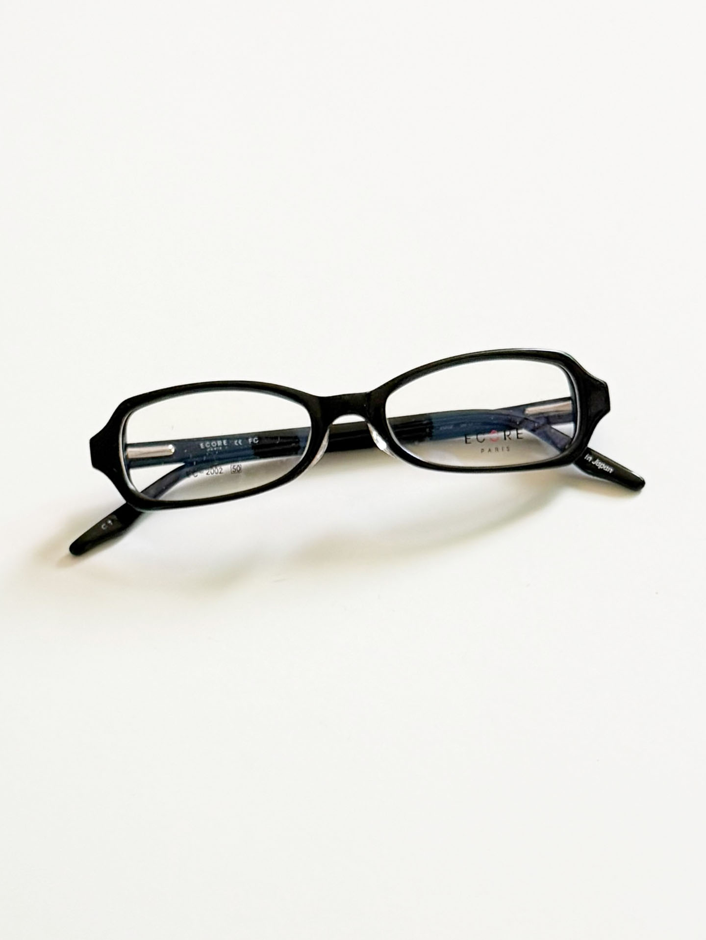 ECORE PARIS Black Slim Square Horn-Rim Glasses