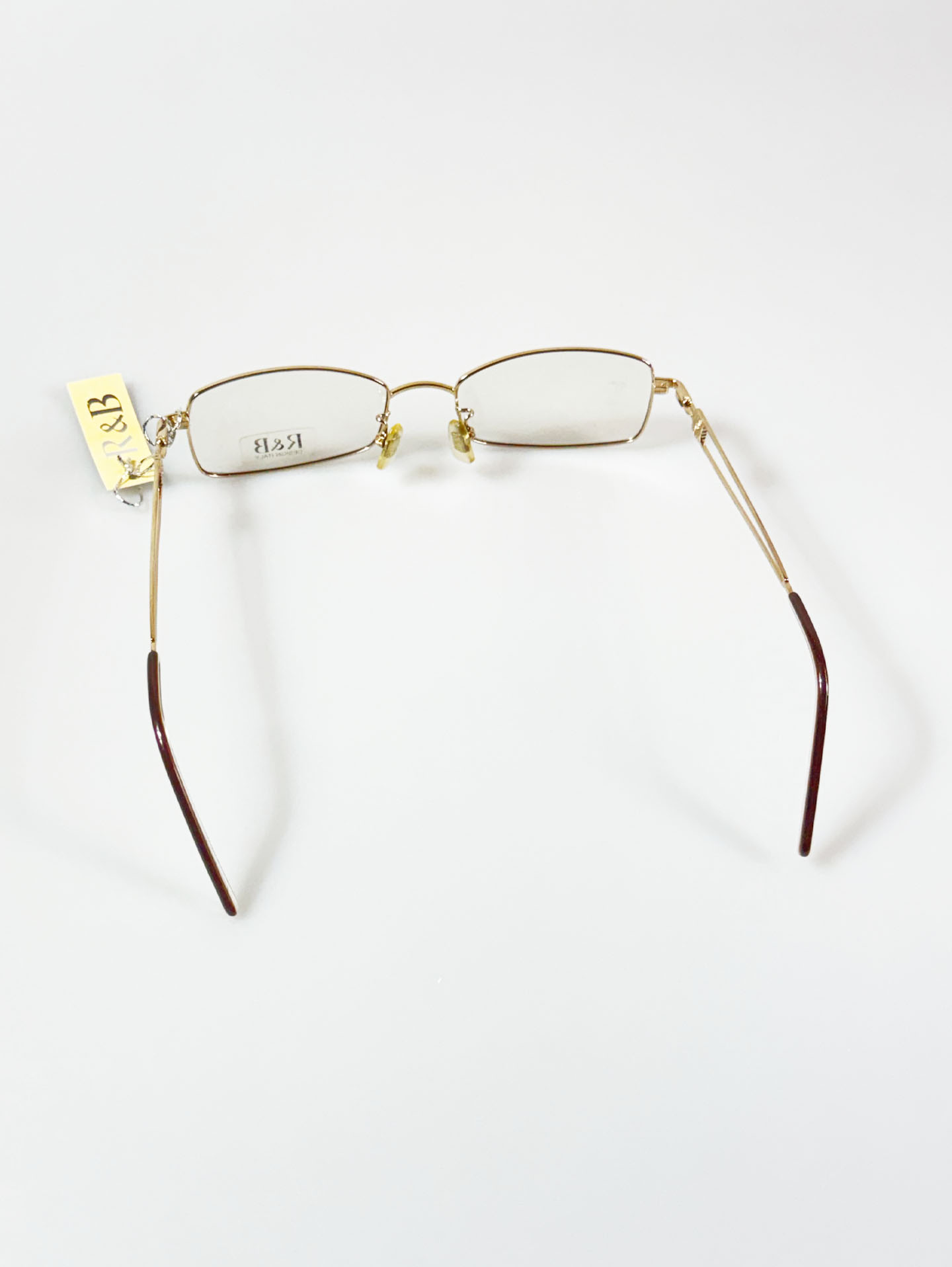 R&B Eyewear Gold Slim Square Metal Frame Glasses