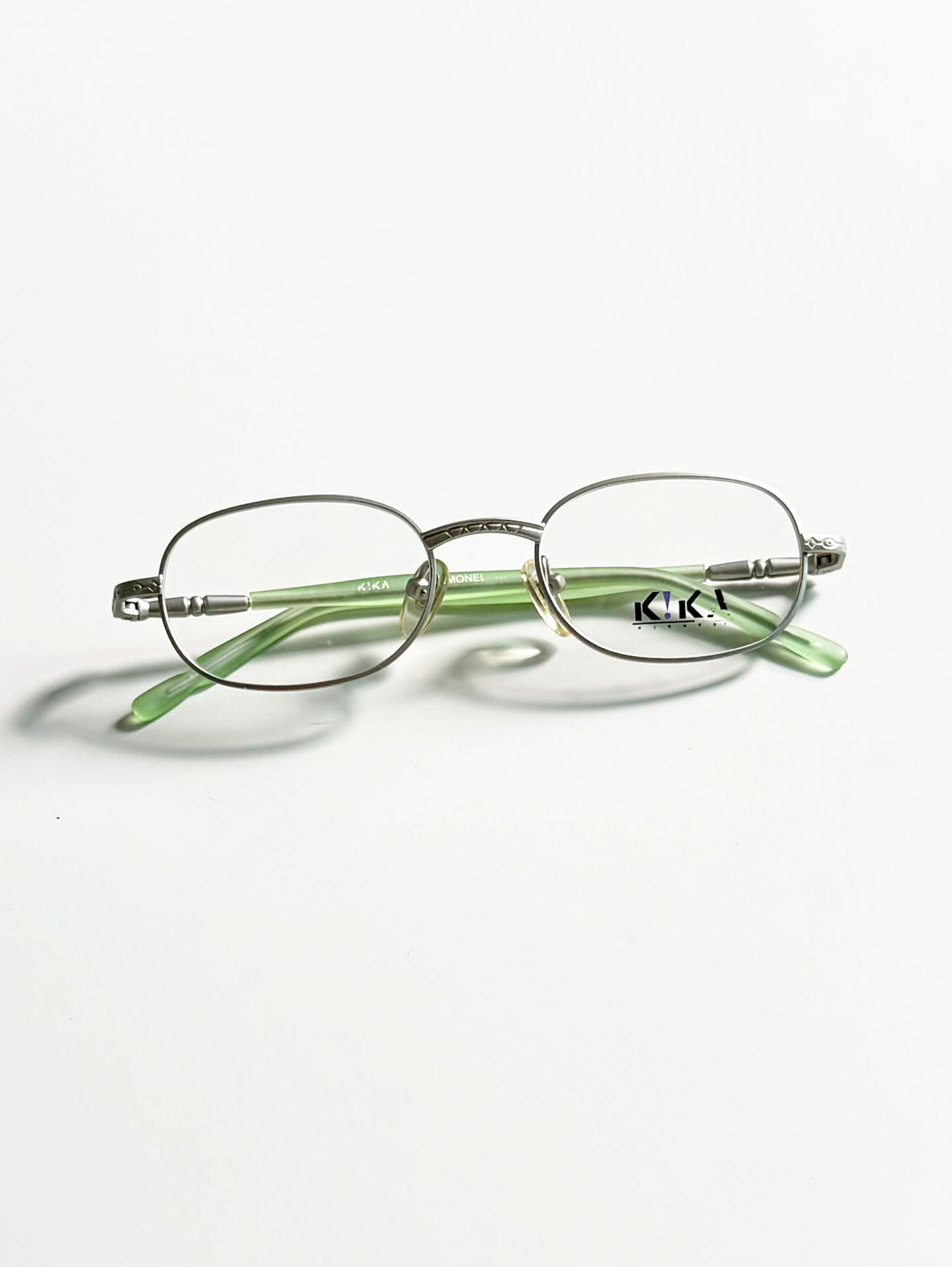 90's K!KA Silver Slim Square Metal Frame Glasses