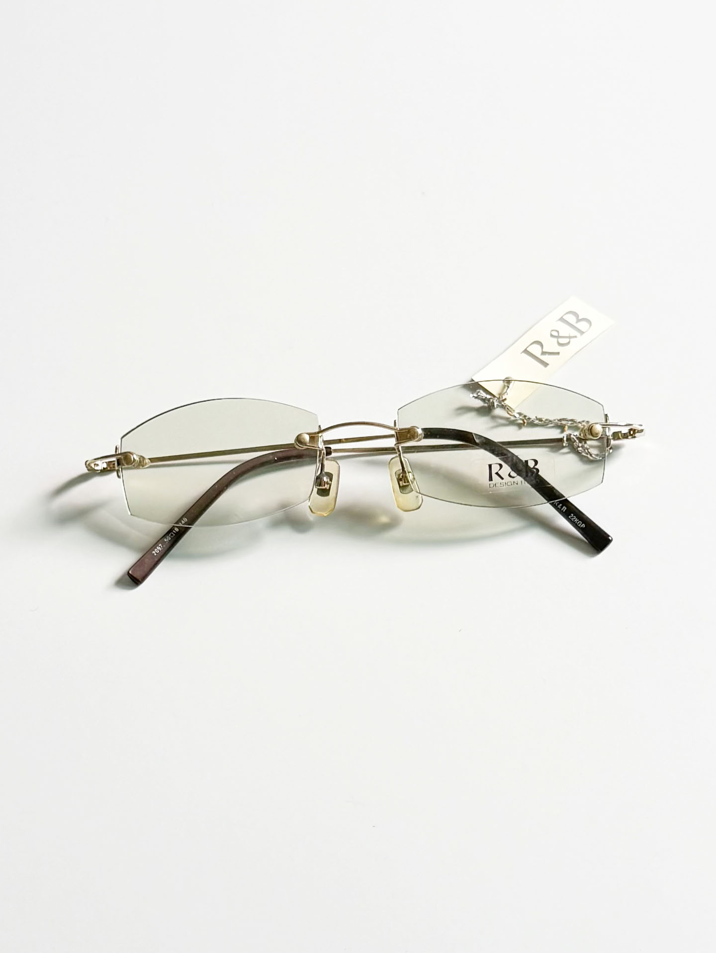 R&B Eyewear Gold Rimless Square Metal Tinted Glasses