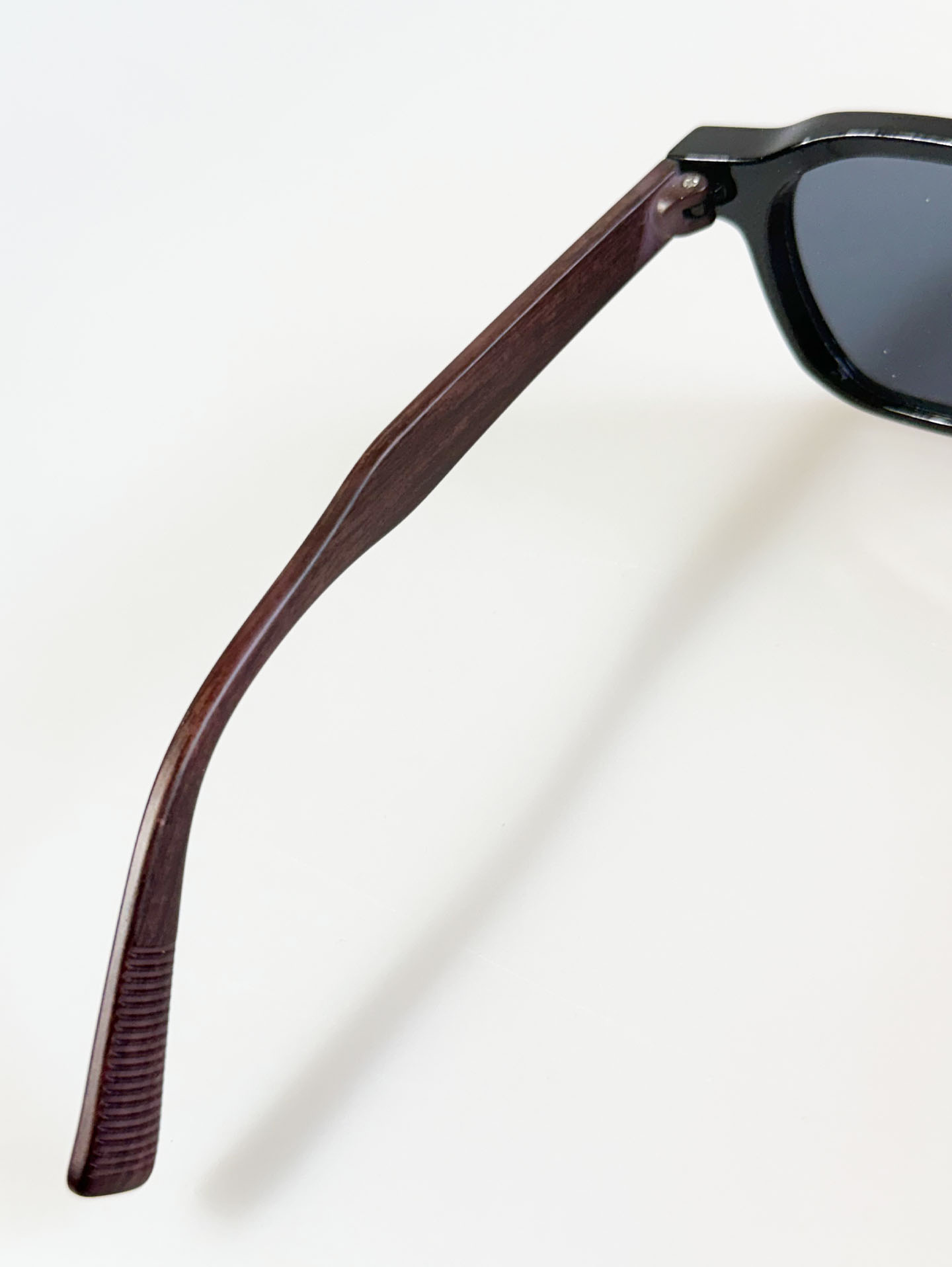 Black Bold Square Wood-Pattern Temples Sunglasses