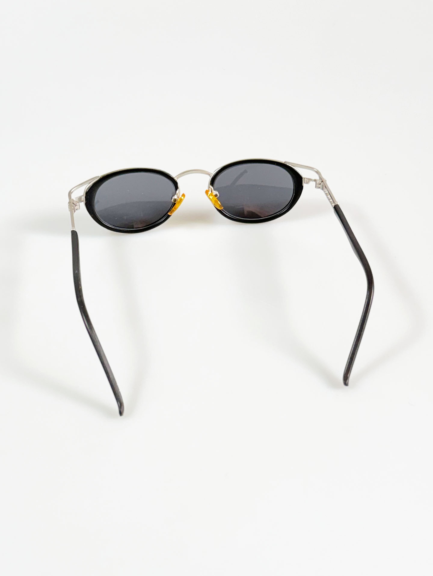 90's KINE Silver & Black Layered Oval Metal Frame Sunglasses