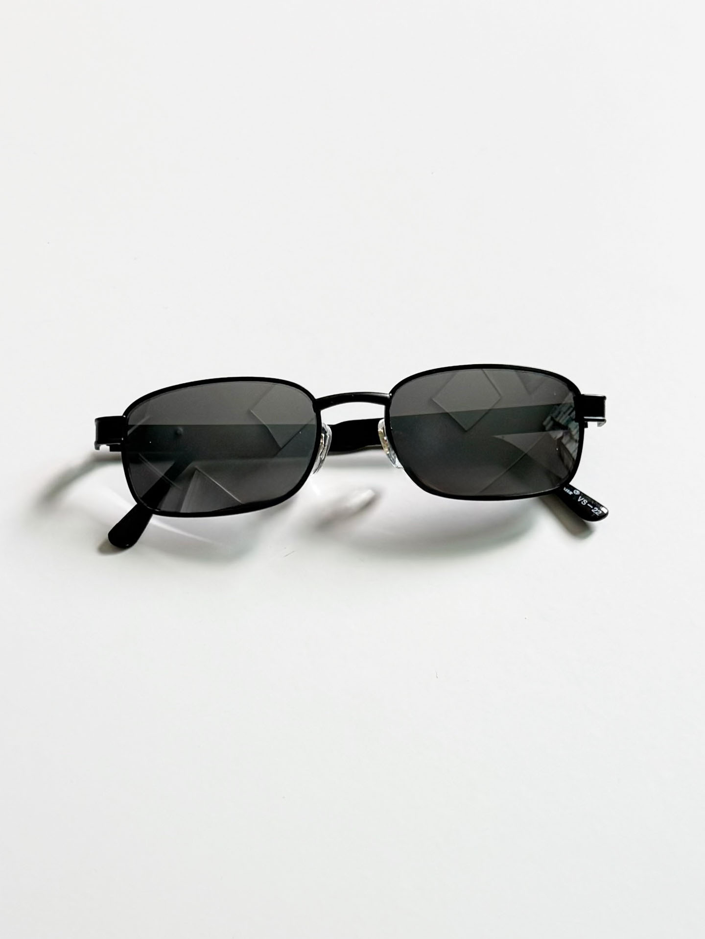 90's JOANNA Black Slim Square Metal Sunglasses