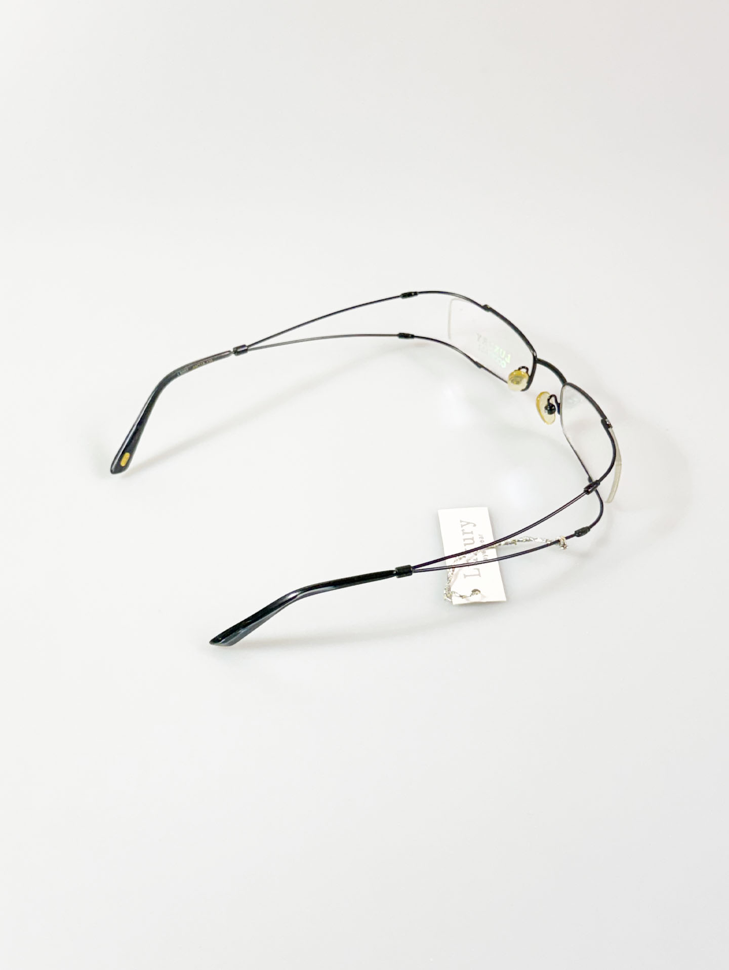Luxury Occhiali Black Slim Square Metal Frame Glasses