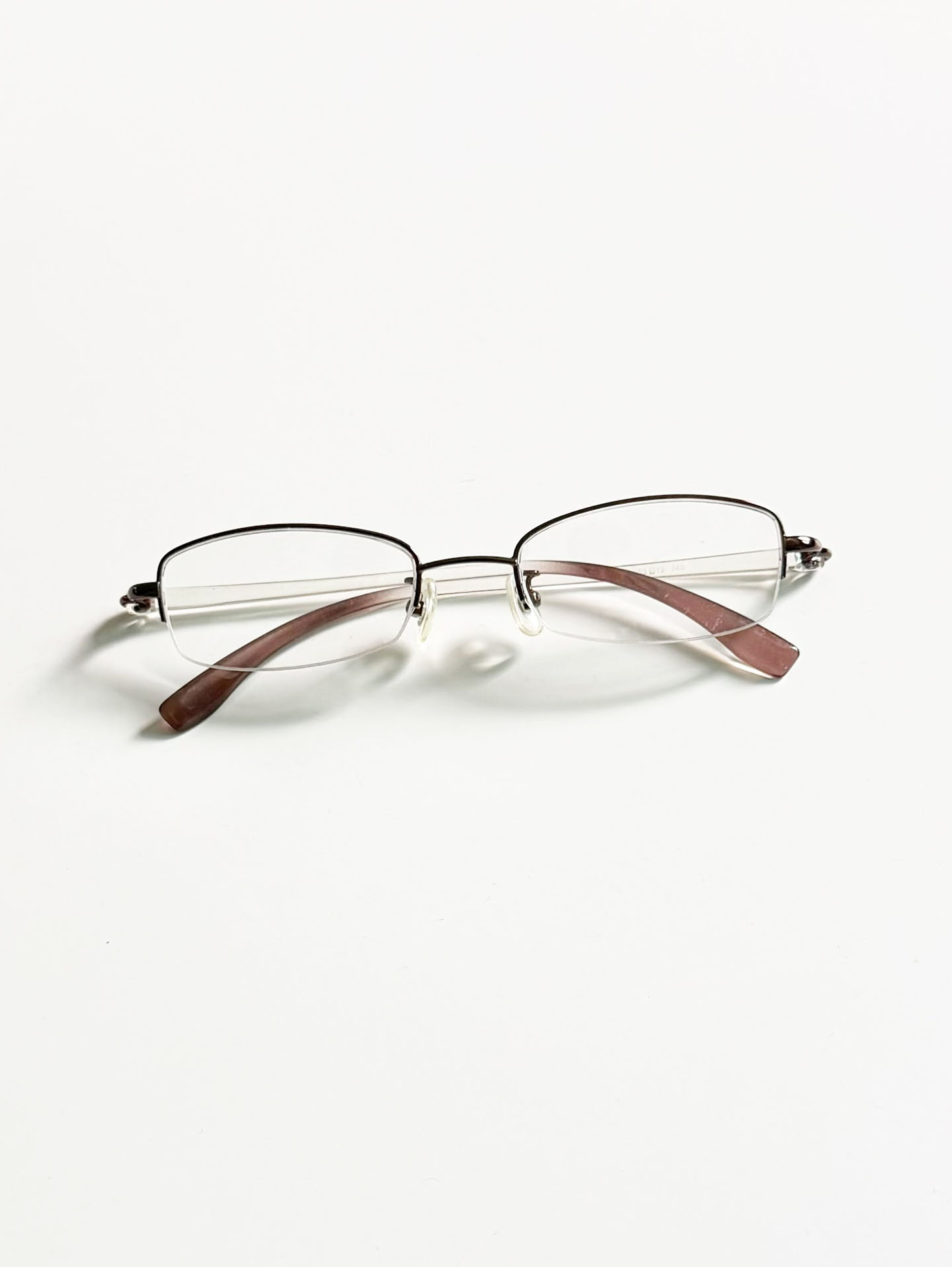 Brown Half Rim Square Metal Glasses