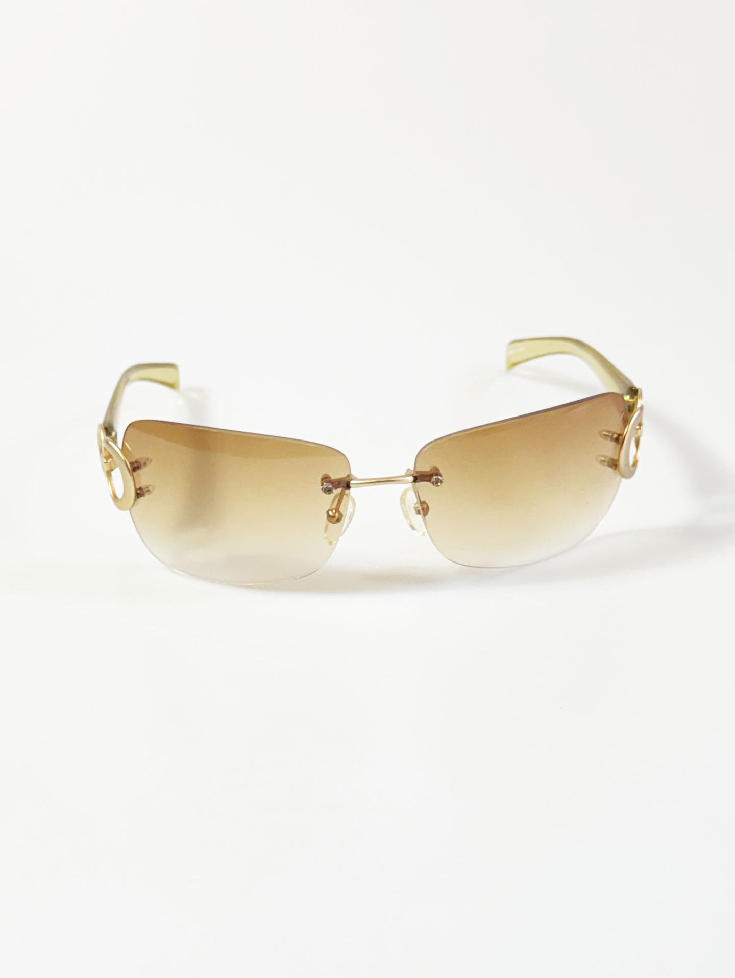 SOLVINO Gold Rimless Square Gradient Tint Sunglasses