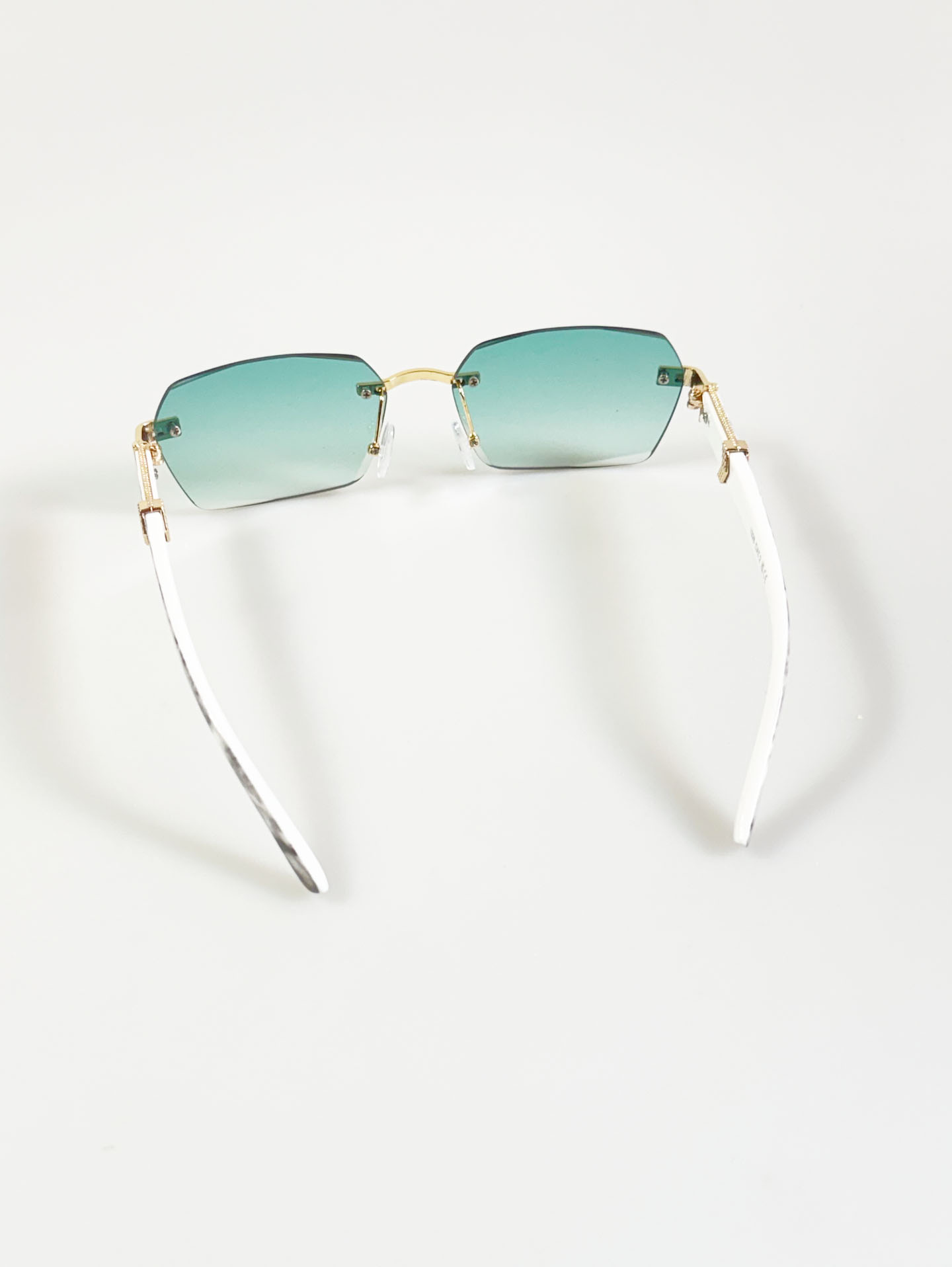 Aqua Green Gradient Rimless Square Frame Sunglasses