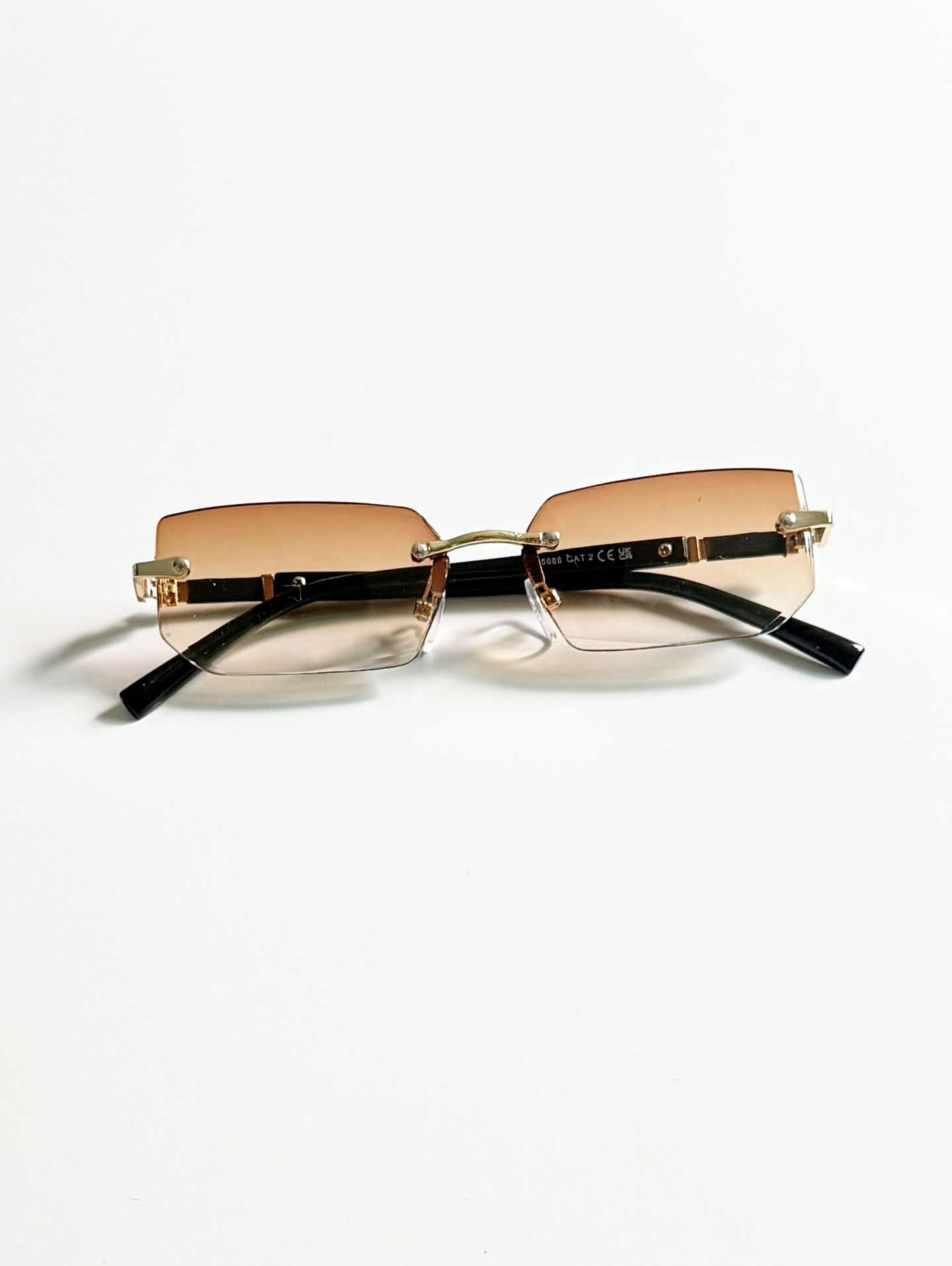 Gold Rimless Square Gradient Tint Sunglasses