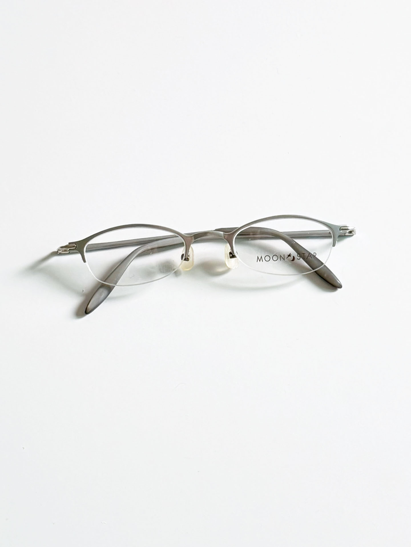 Moon Star Silver Slim Oval Semi-Rimless Metal Frame Glasses