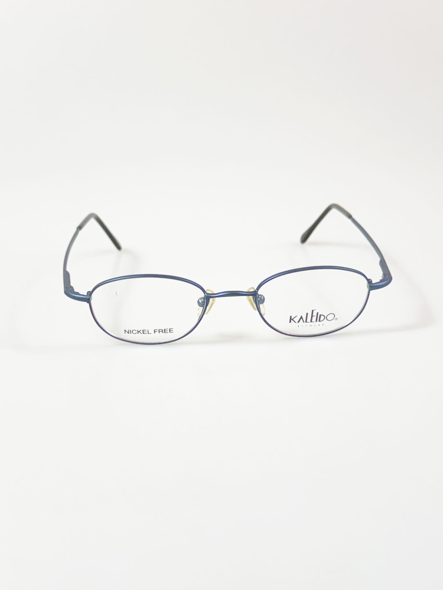 90's KALEIDO Slim Oval Blue Metal Frame Glasses