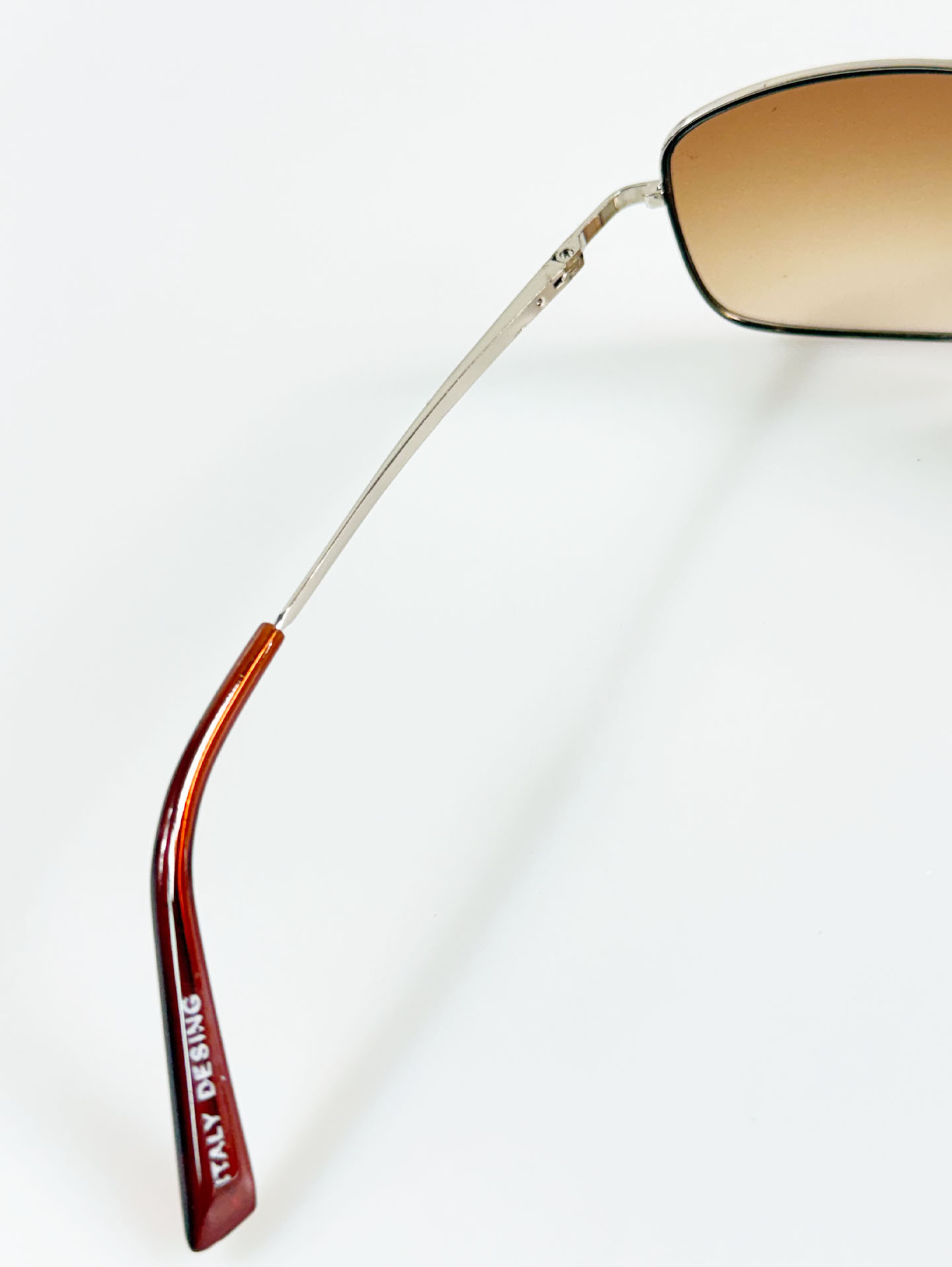 Silver Double Bridge Slim Square Tint Sunglasses