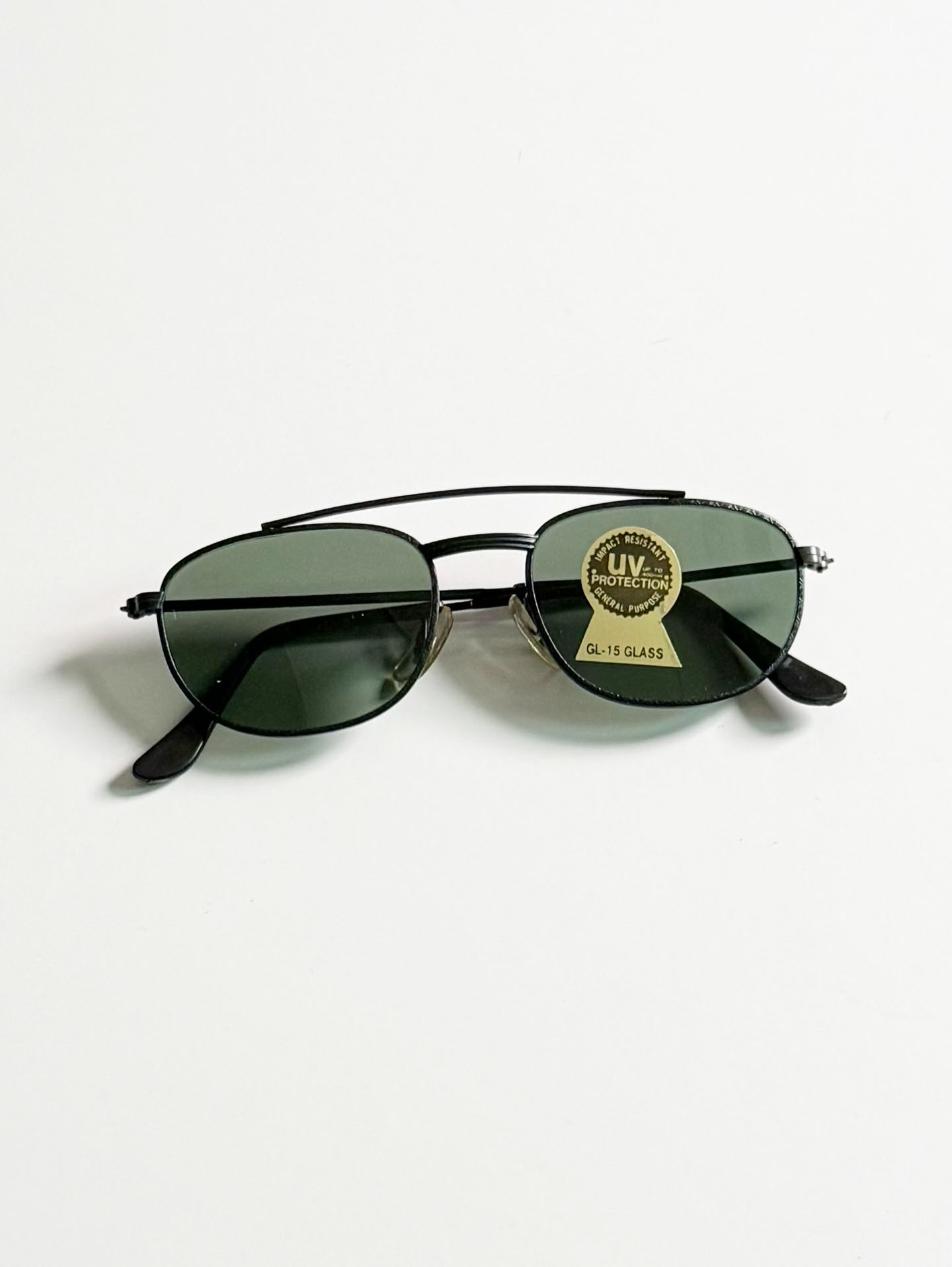 90’s Double Bridge Black Metal Square Sunglasses