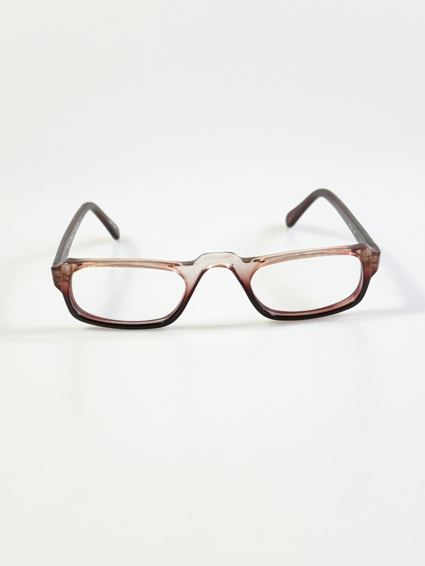 90's ELITE Smoky Brown Gradient Square Acetate Horn-Rim Glasses