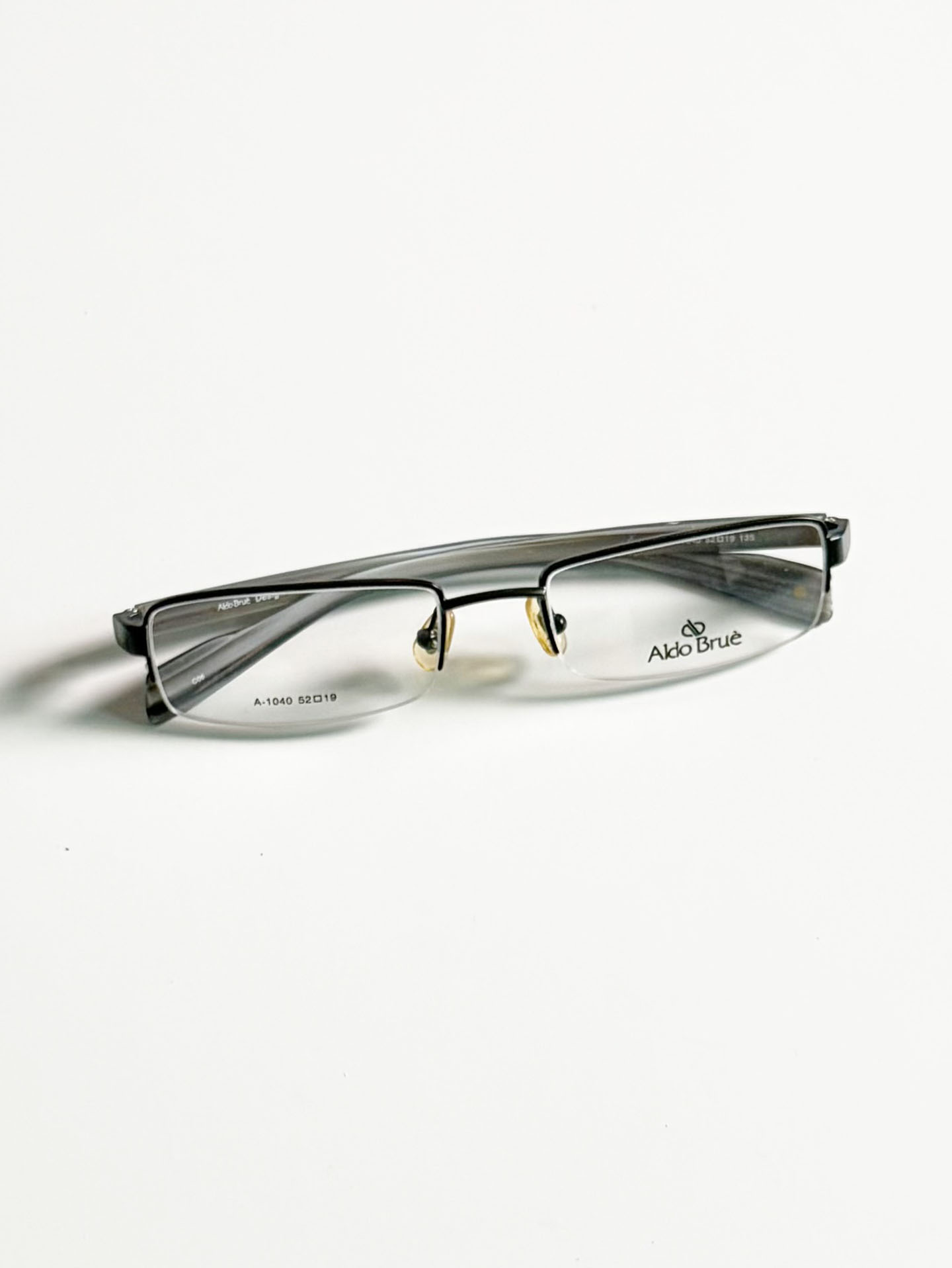 Aldo Brue Black Square Half-Rim Metal Glasses