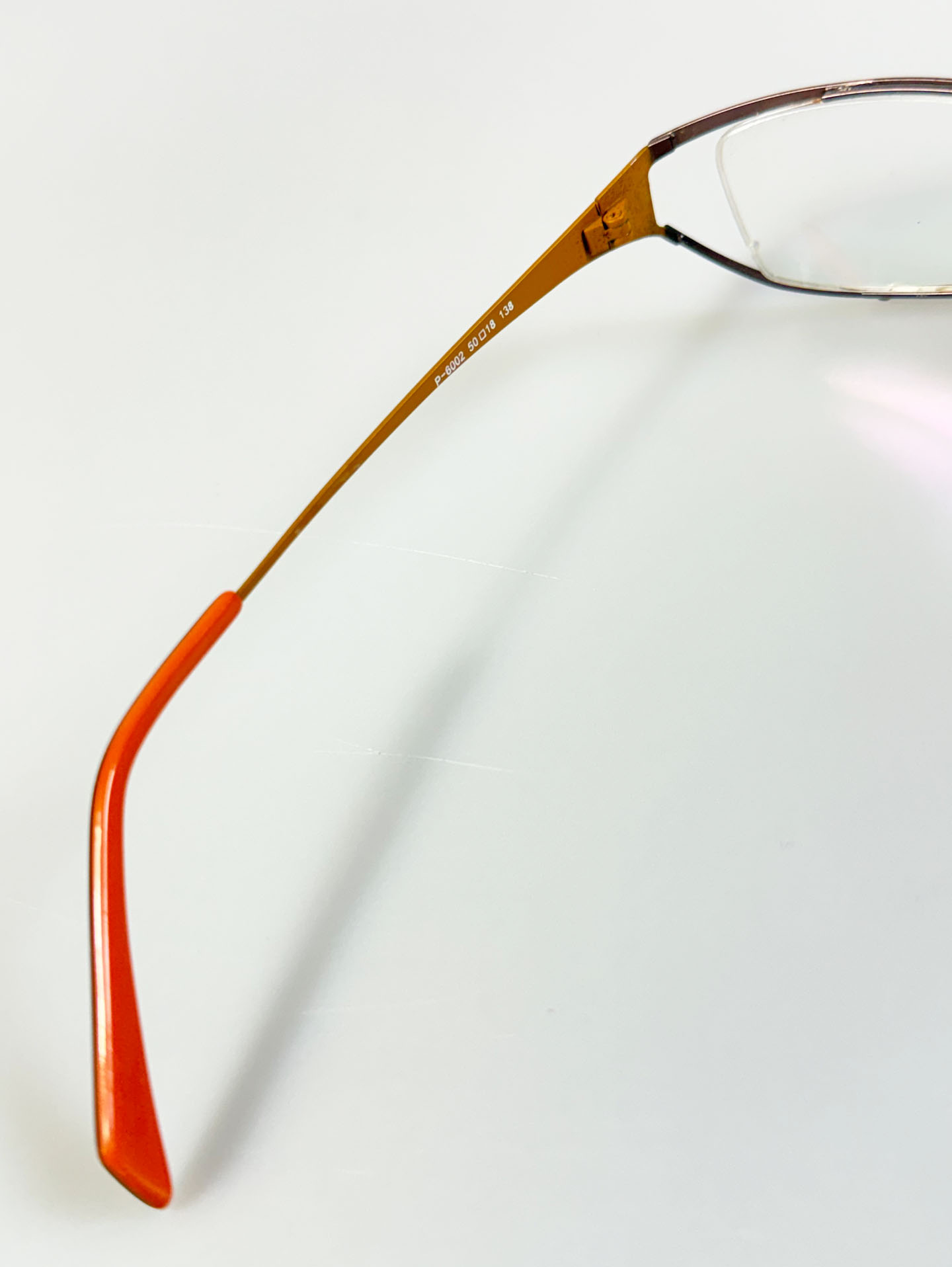 PRIMO ITALY Brown & Orange Slim Square Metal Frame Glasses