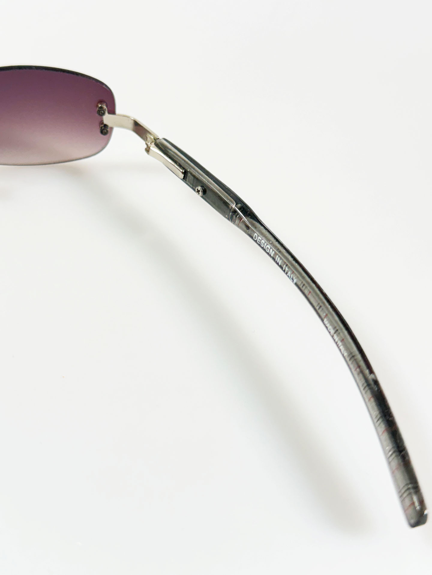 Silver Rimless Square Metal Frame Sunglasses