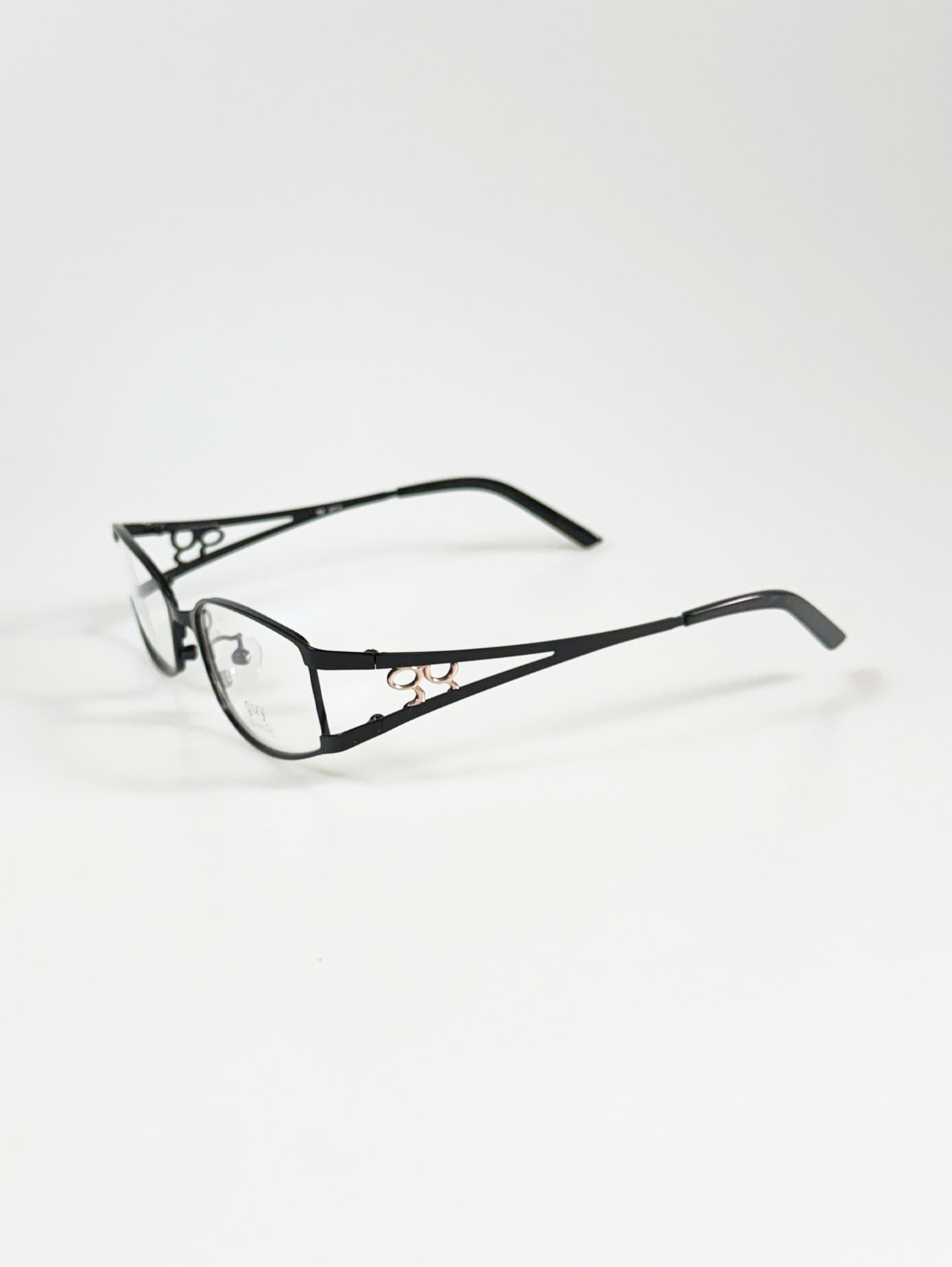 GIVY Black Slim Square Metal Frame Glasses