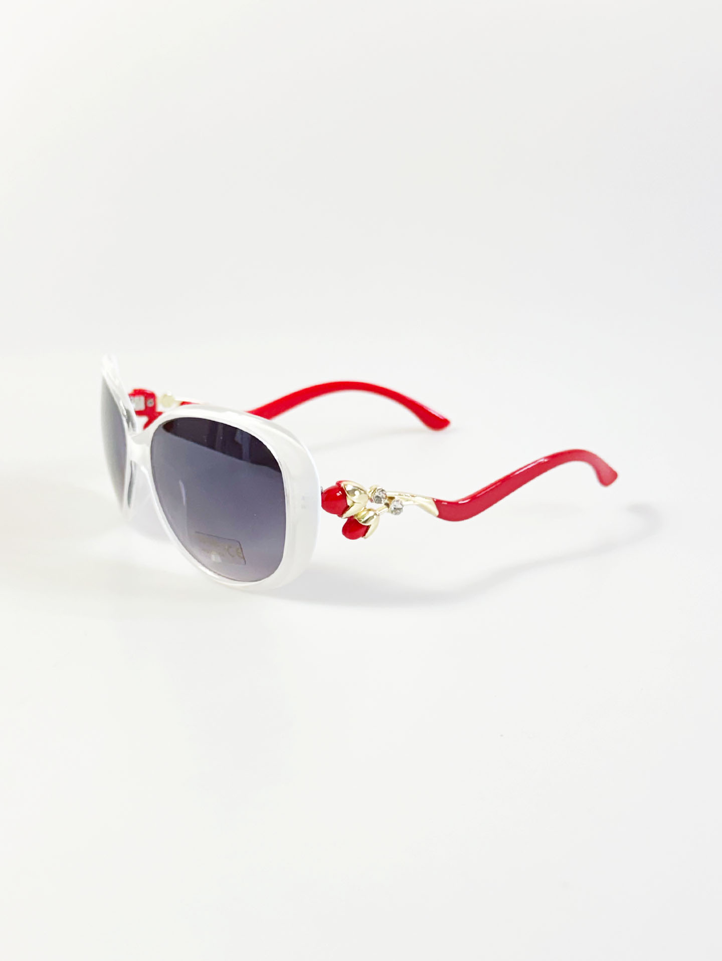 White Oversized Butterfly Floral Temple Detail Sunglasses